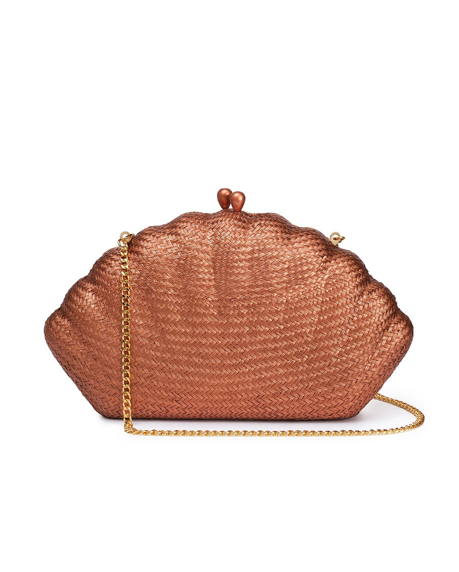 Arielle Old Bronze Clutch with Mother of Pearl Stone