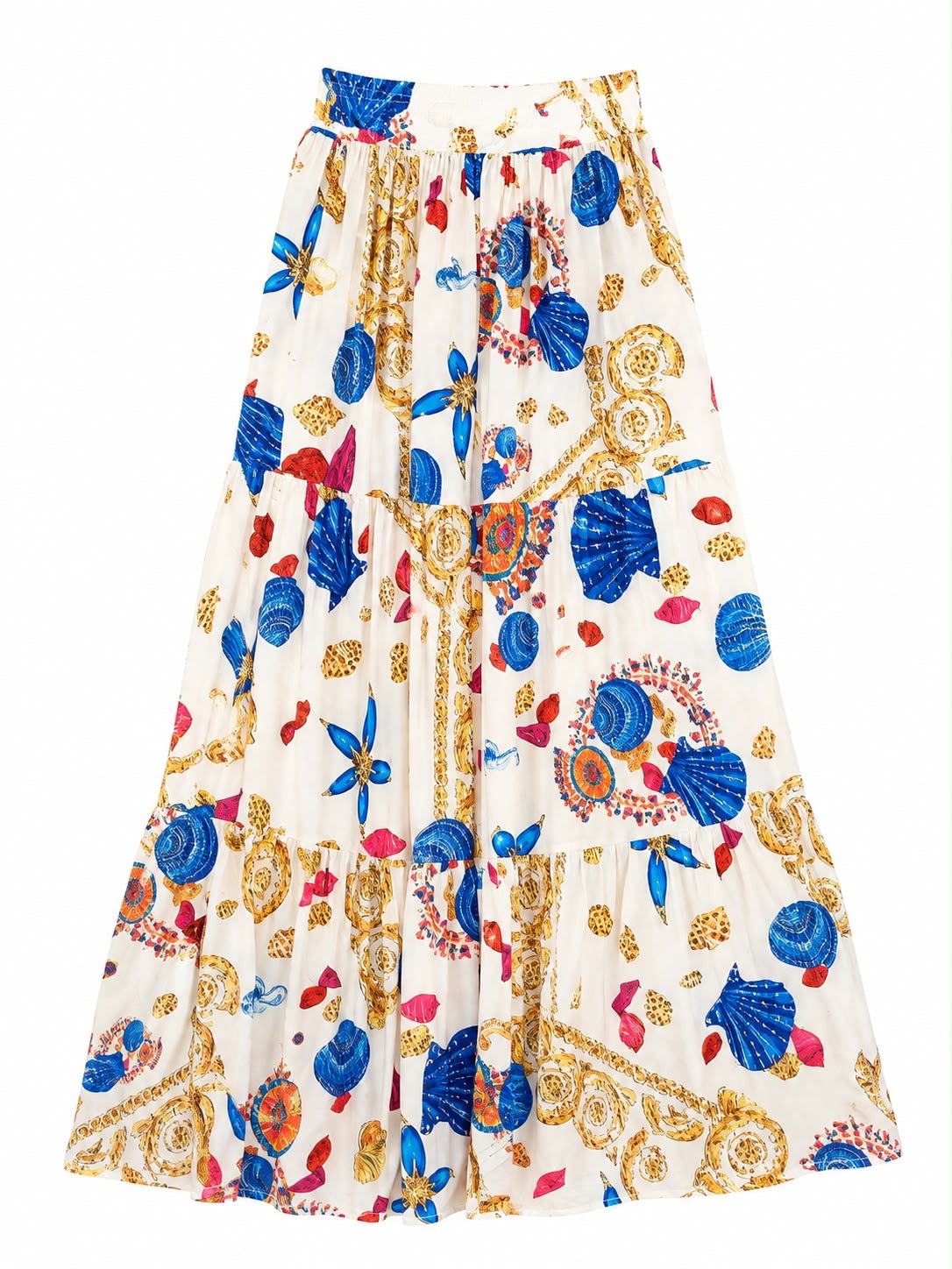 SKIRT MONA RUFFLES PAMAGEE PRINT OFF WHITE COLORFUL MCL13015