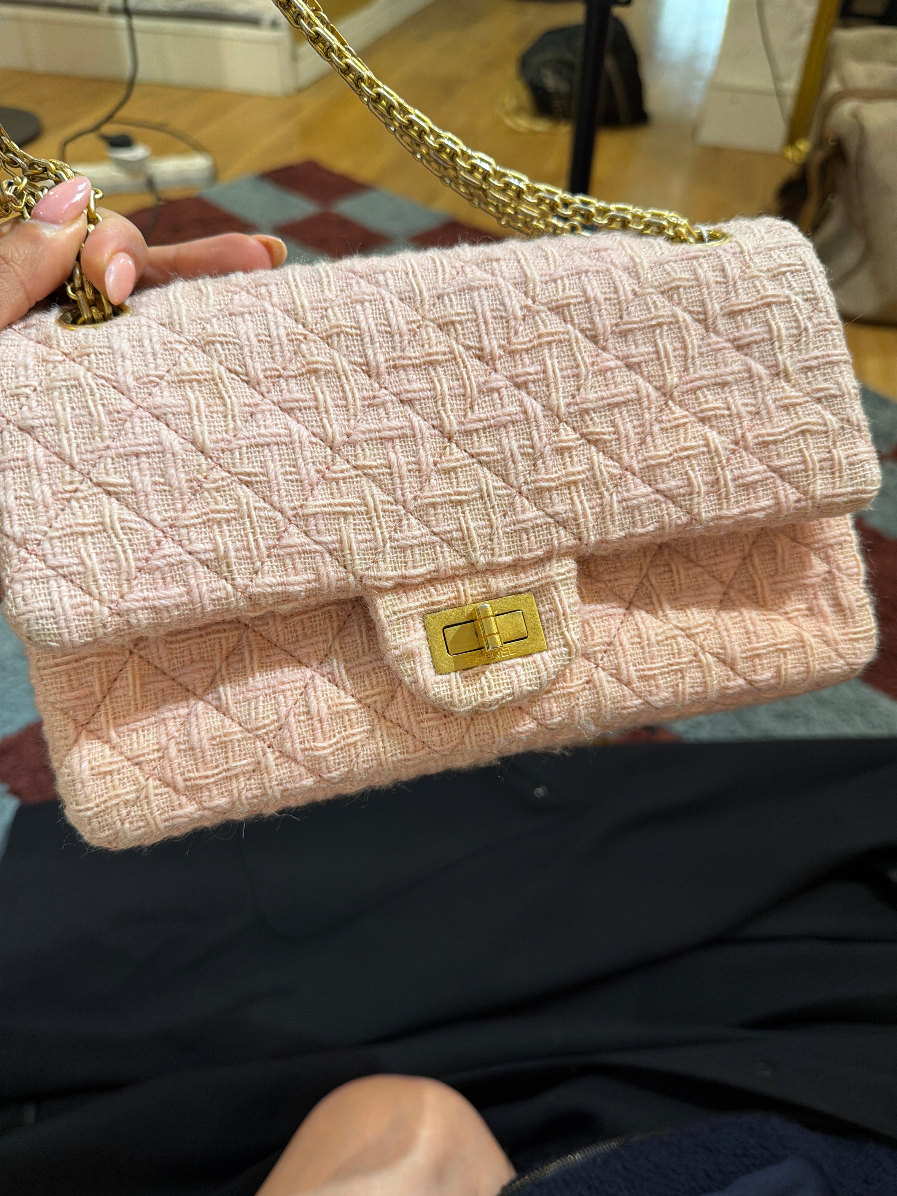 2017 Chanel Pink Tweed Handbag AKC1498
