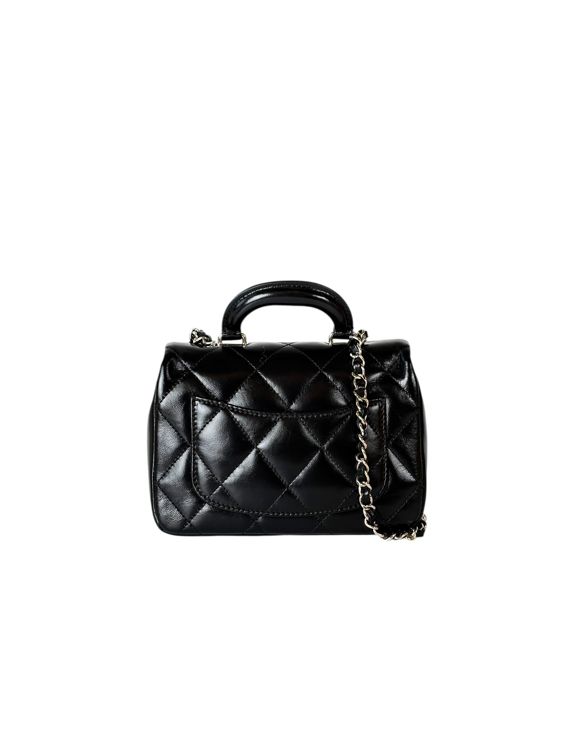 Chanel Classic Flap Mini Bag Black with Top Handle