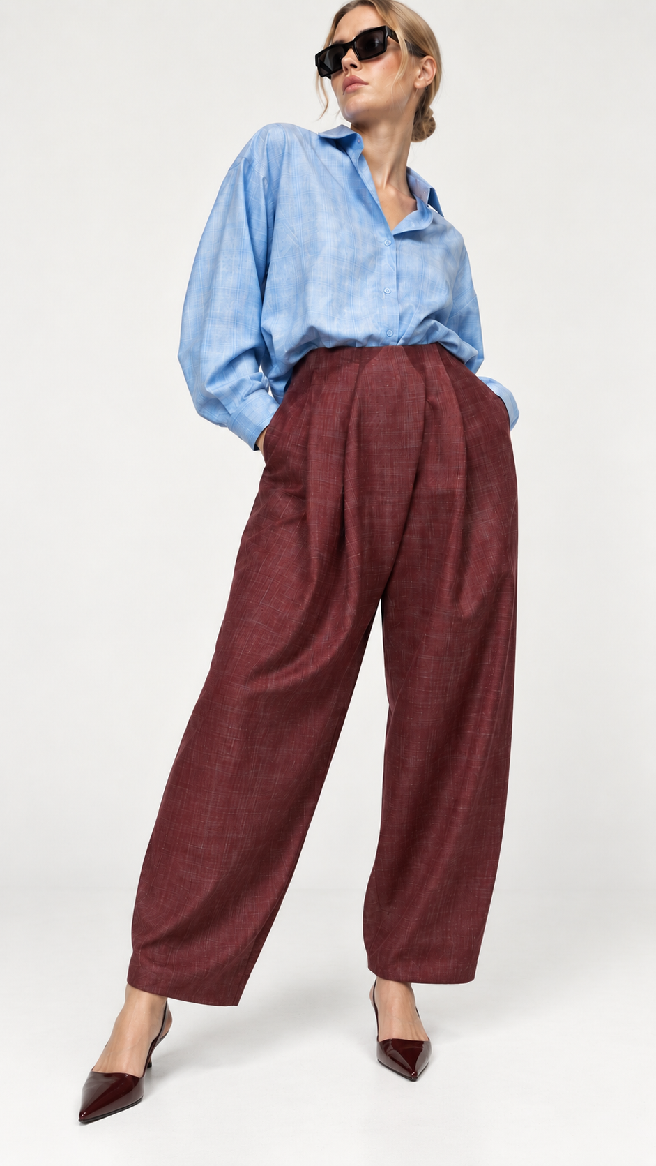 HERITAGE CHECK PLEATED TROUSERS بنطلون“ONEGIN”