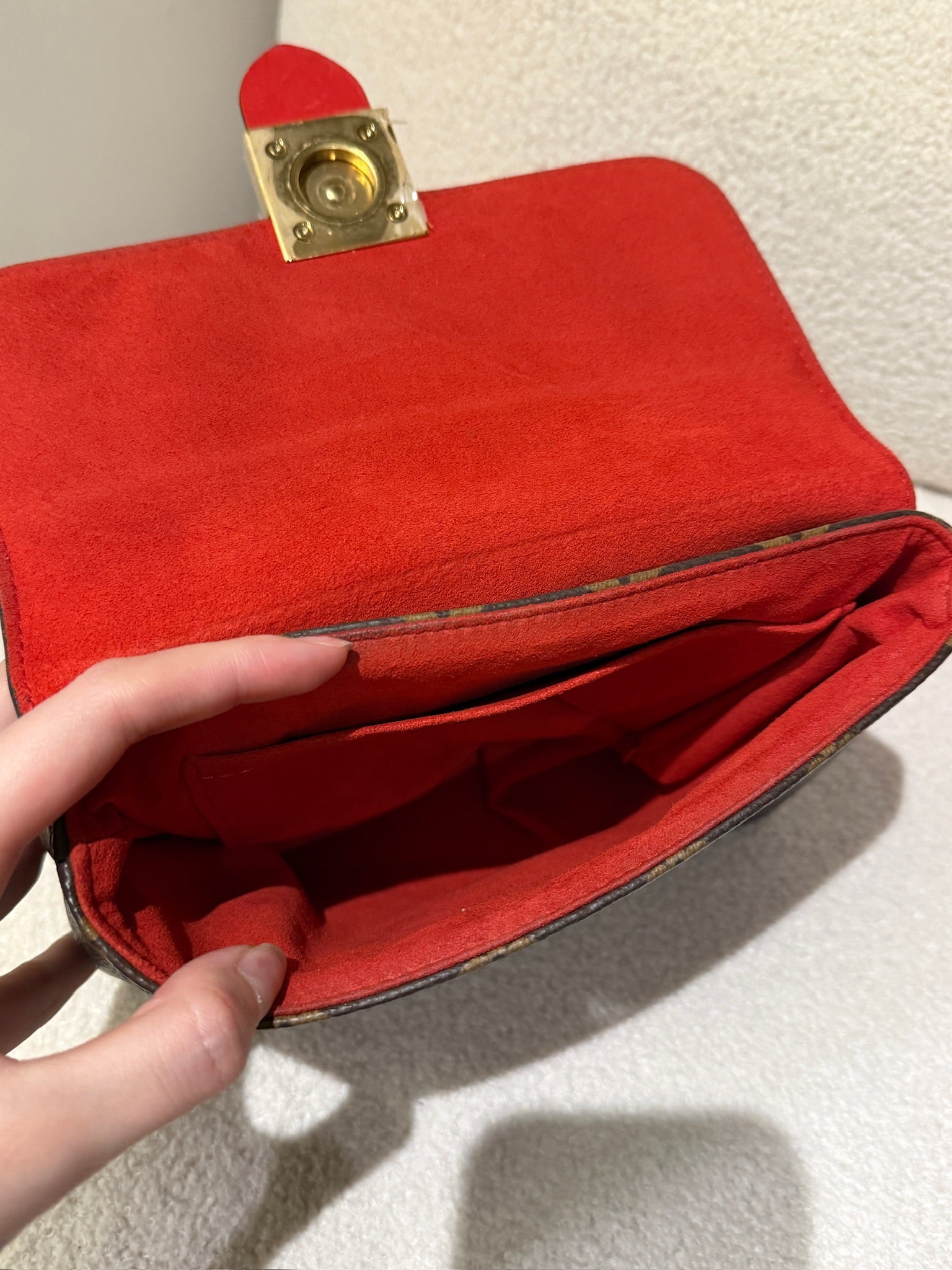 Louis Vuitton Locky BB | Monogram & Red Leather Mini Top Handle Bag
