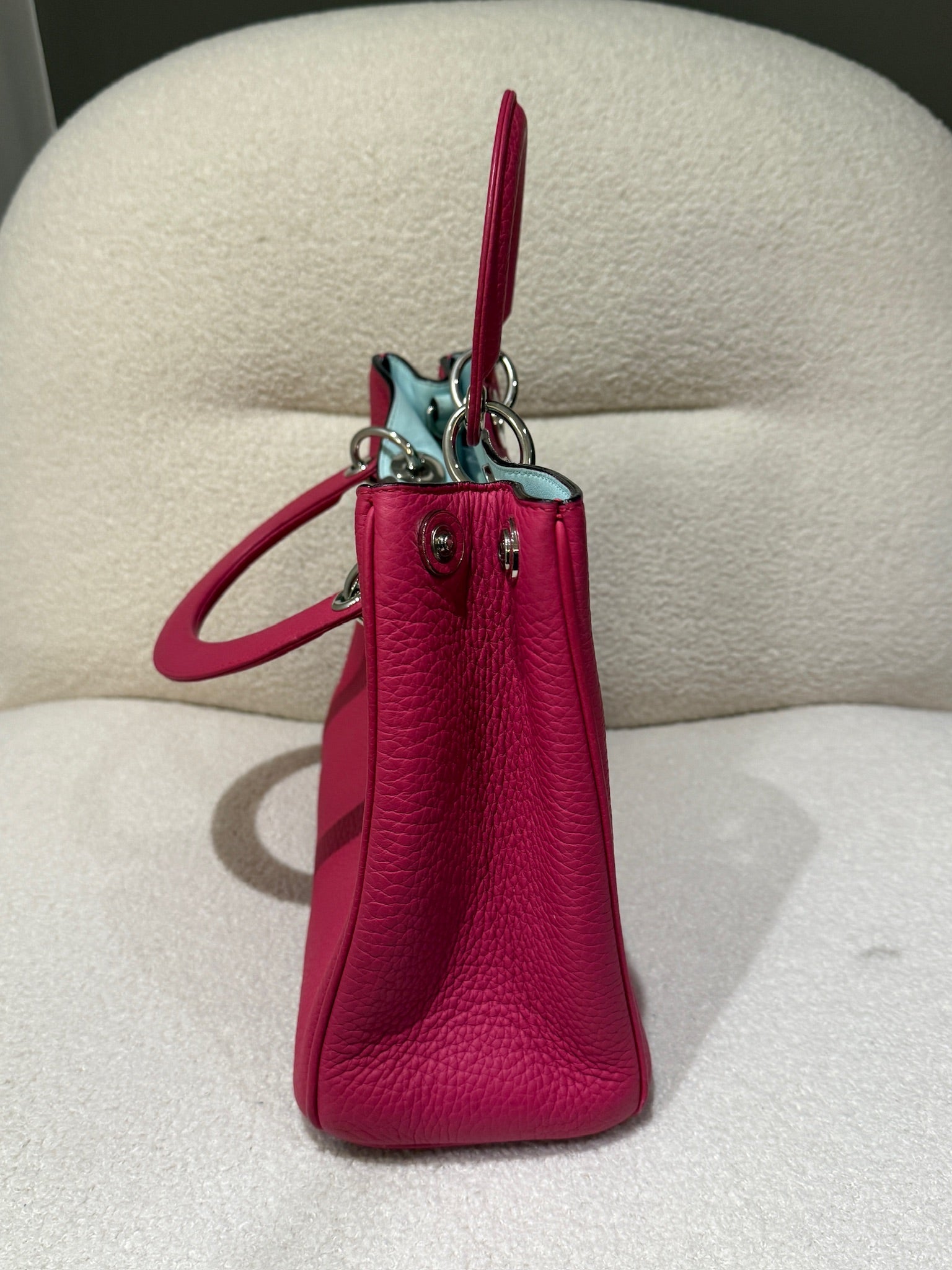 Christian Dior Calfskin Medium Diorissimo Bag Fuchsia