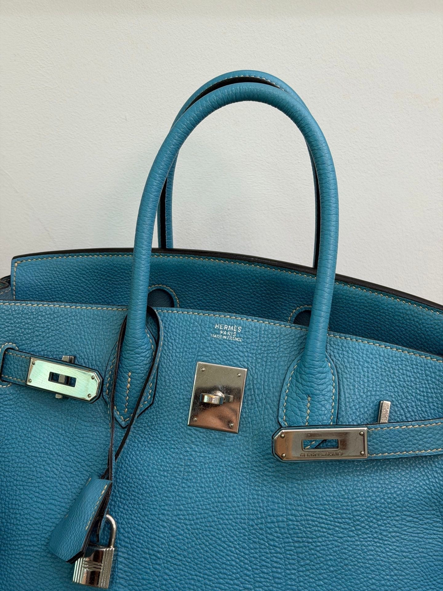 Hermès Birkin 30 Blue Jean PHW Togo Leather Square H Stamp