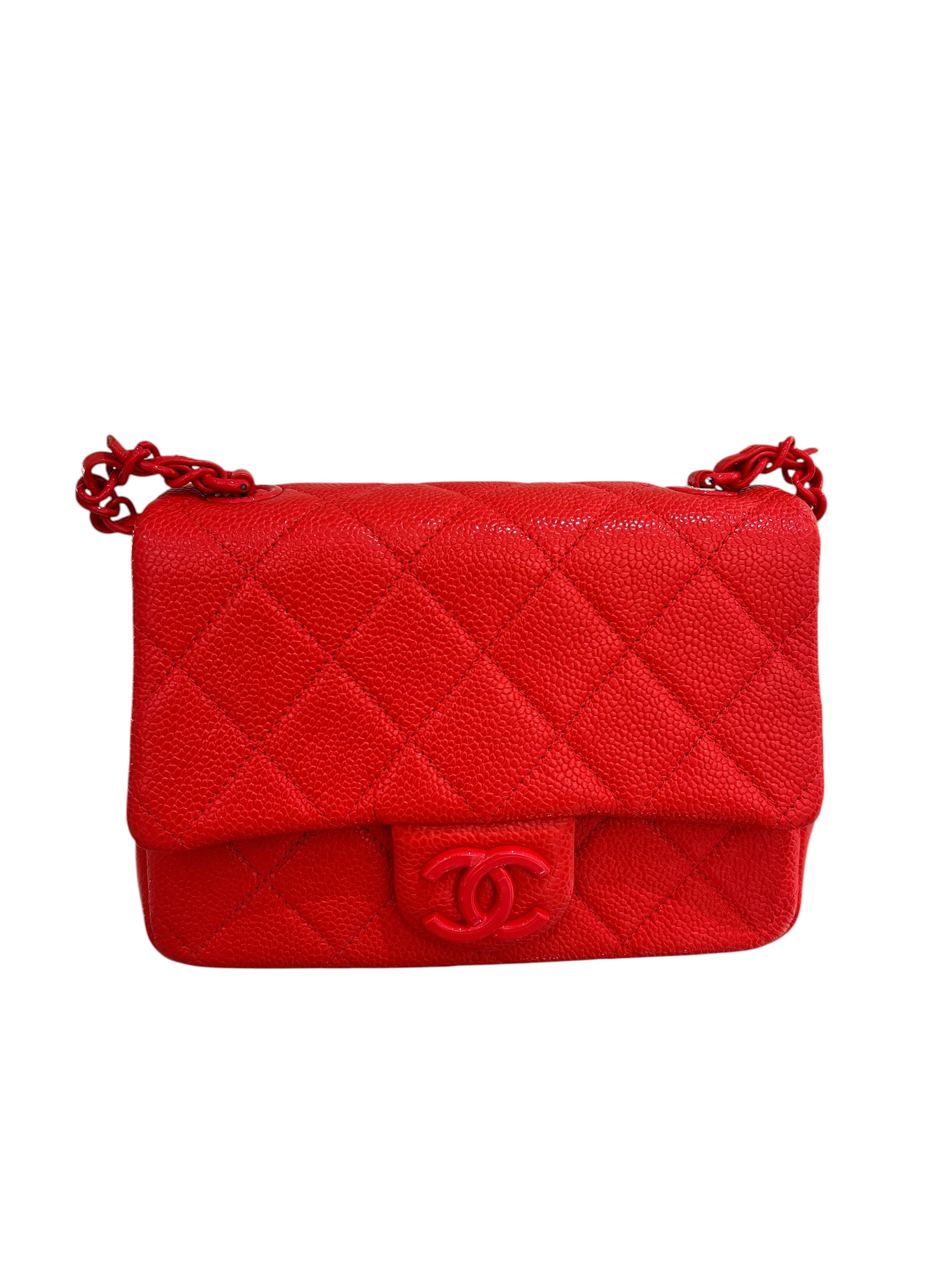Chanel Mini Square Incognito Red Caviar #29 (Y2022) - Full set / New SYC8396H