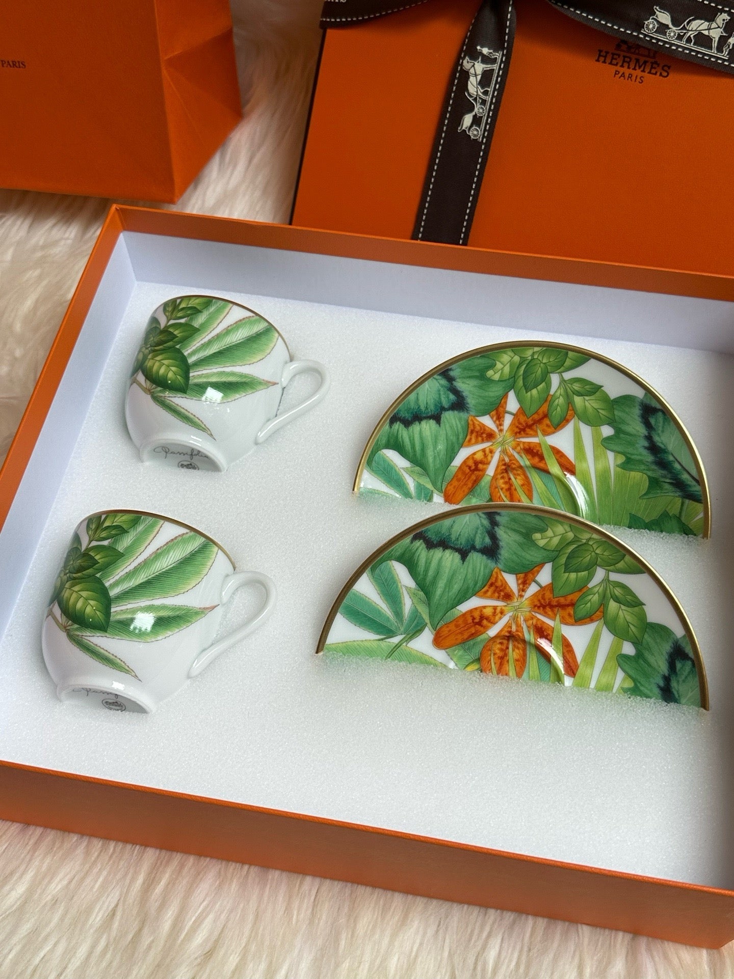 Hermès "Passifolia" Coffee Cup & Saucer Set