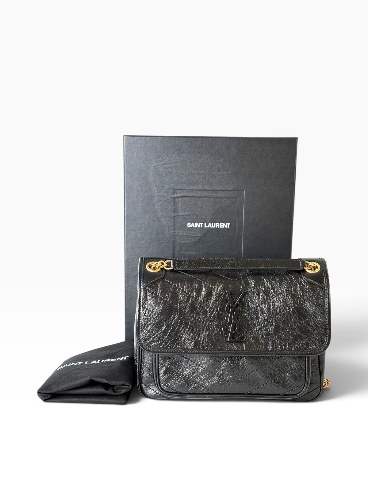 YSL Niki Medium Black Bag with Gold Hardware