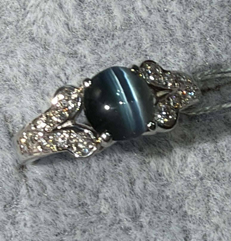 Alexandrite Cat's Eye Ring 1.596ct With 0.27ct Diamonds in Pt900, 4.7g 054070 JJC9983