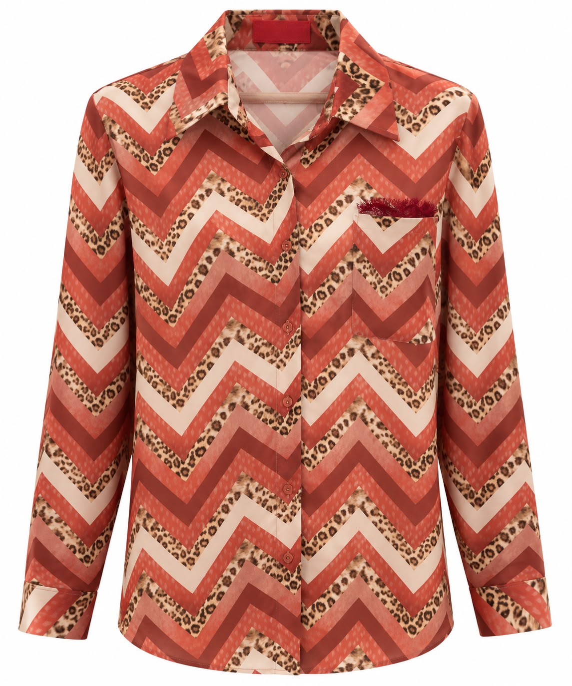 SHIRT DORETTE LACE POCKET CHEVRON BURGUNDY MCL13356