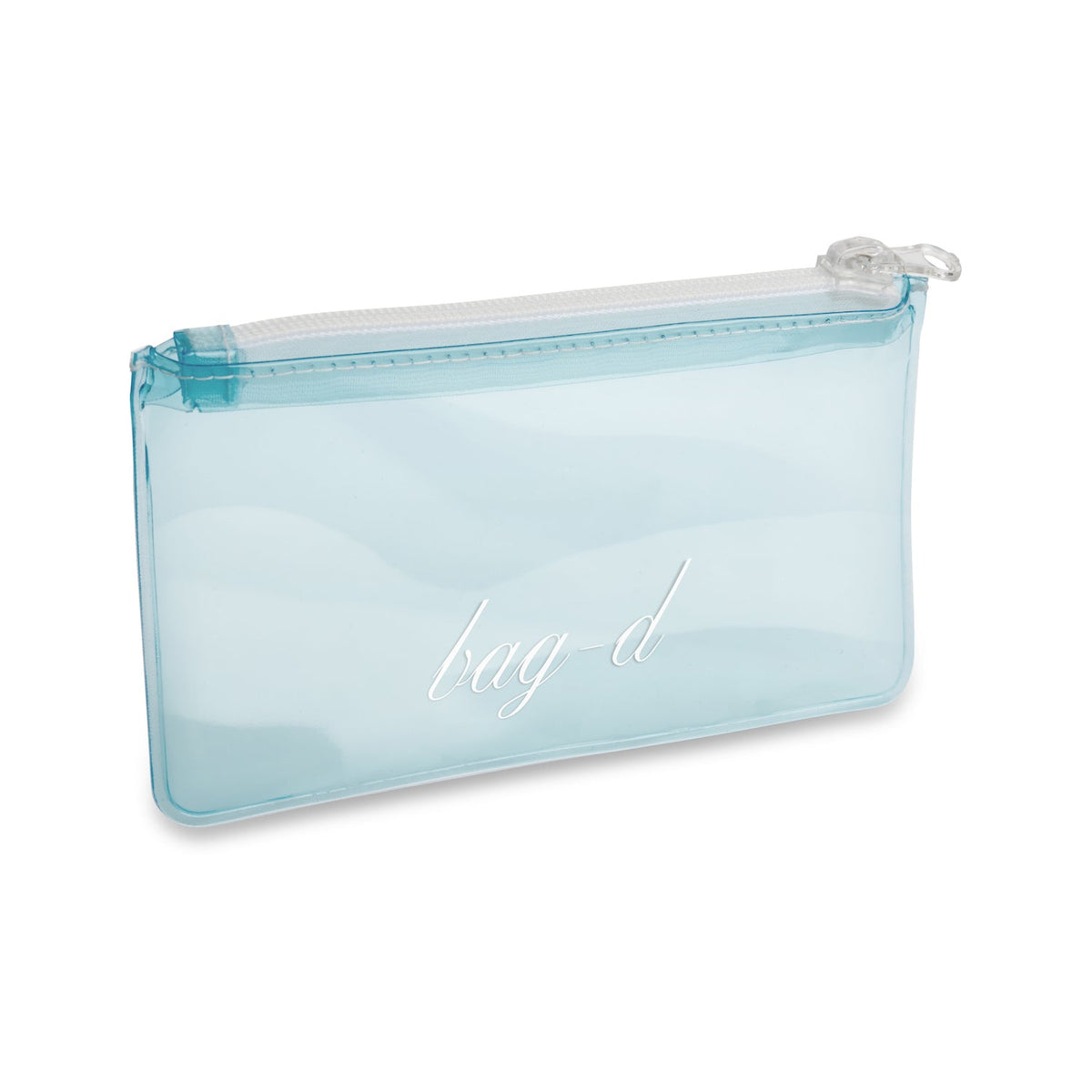 BAG-D frosted TPU makeup pouch open showing interior space
