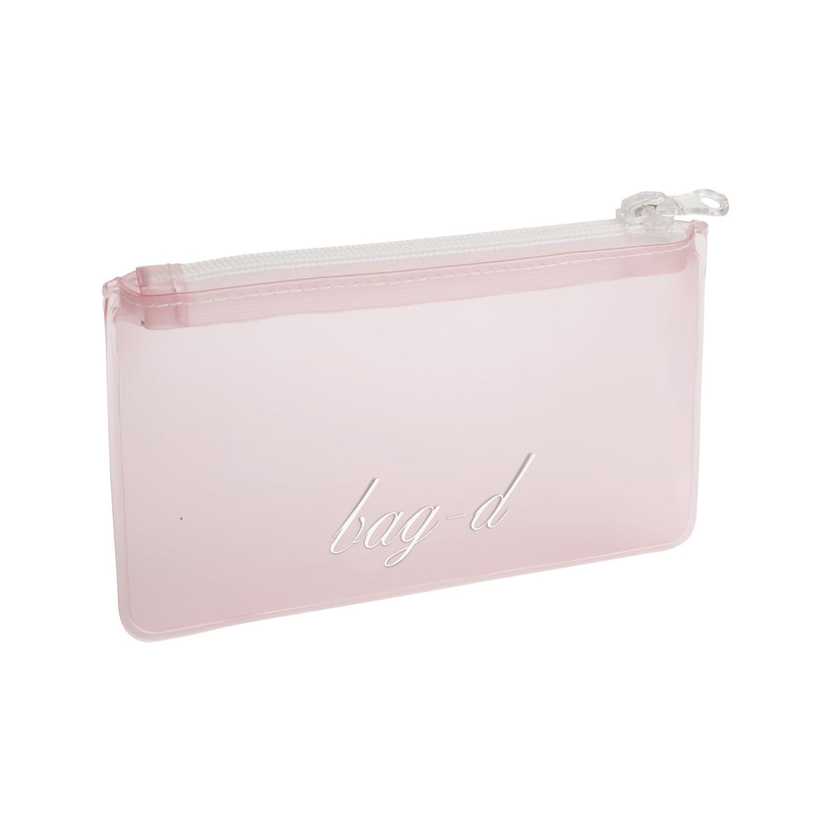 BAG-D frosted TPU makeup pouch open showing interior space