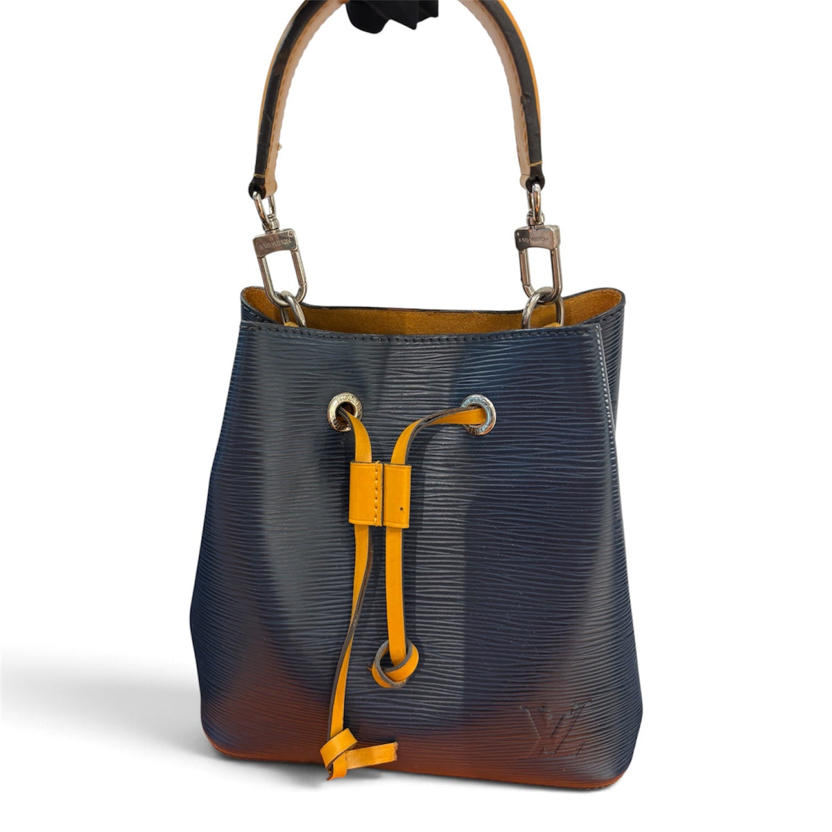 LV Navy Neonoe Bucket Bag with Yellow Trim in Epi Leather