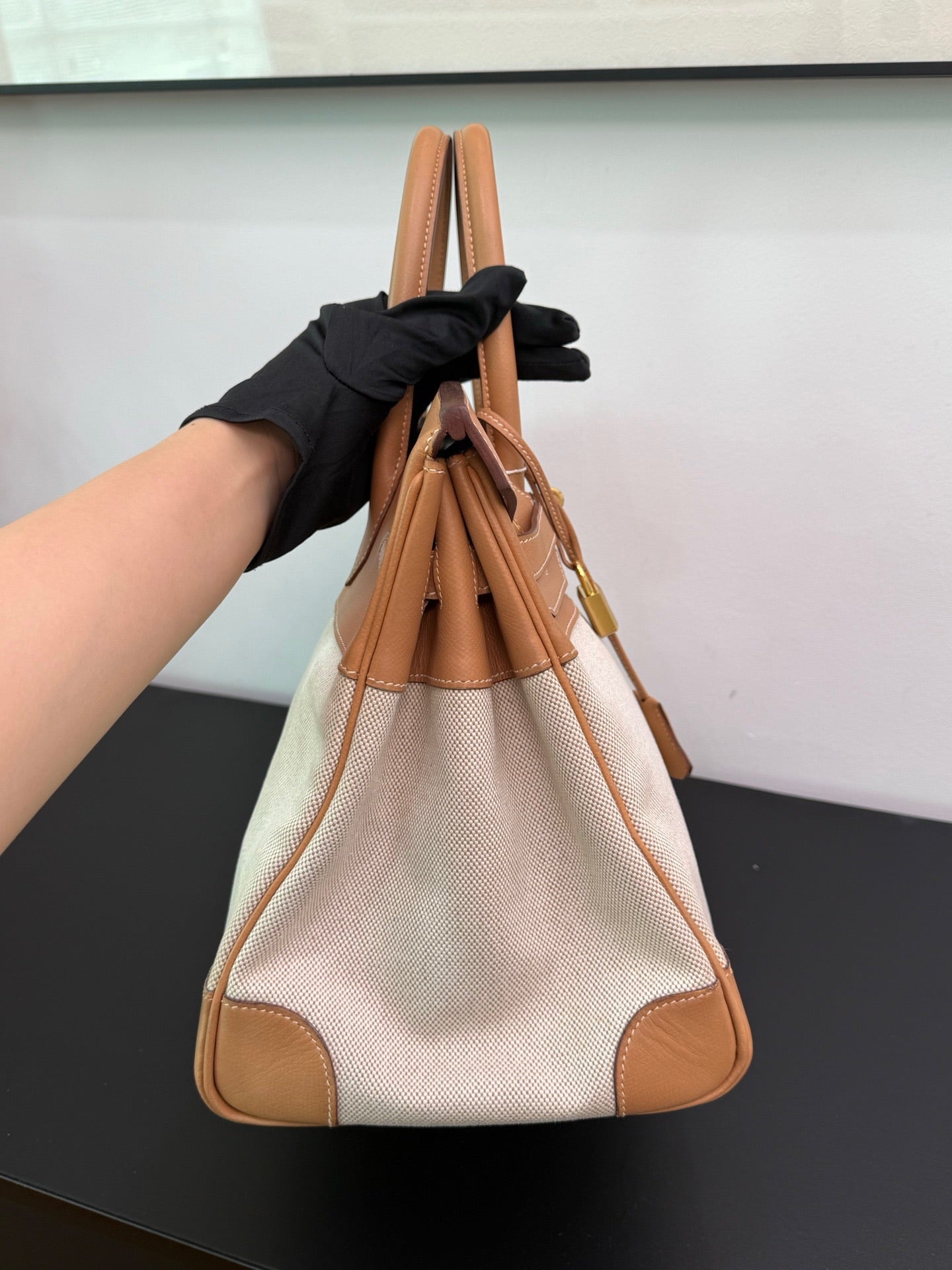 Hermès Birkin 35 Toile & Natural Leather GHW
