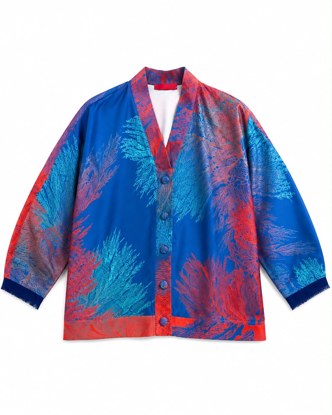 CARDIGAN LACE SLEEVES CORAL REEF BLUE RED MCL13126