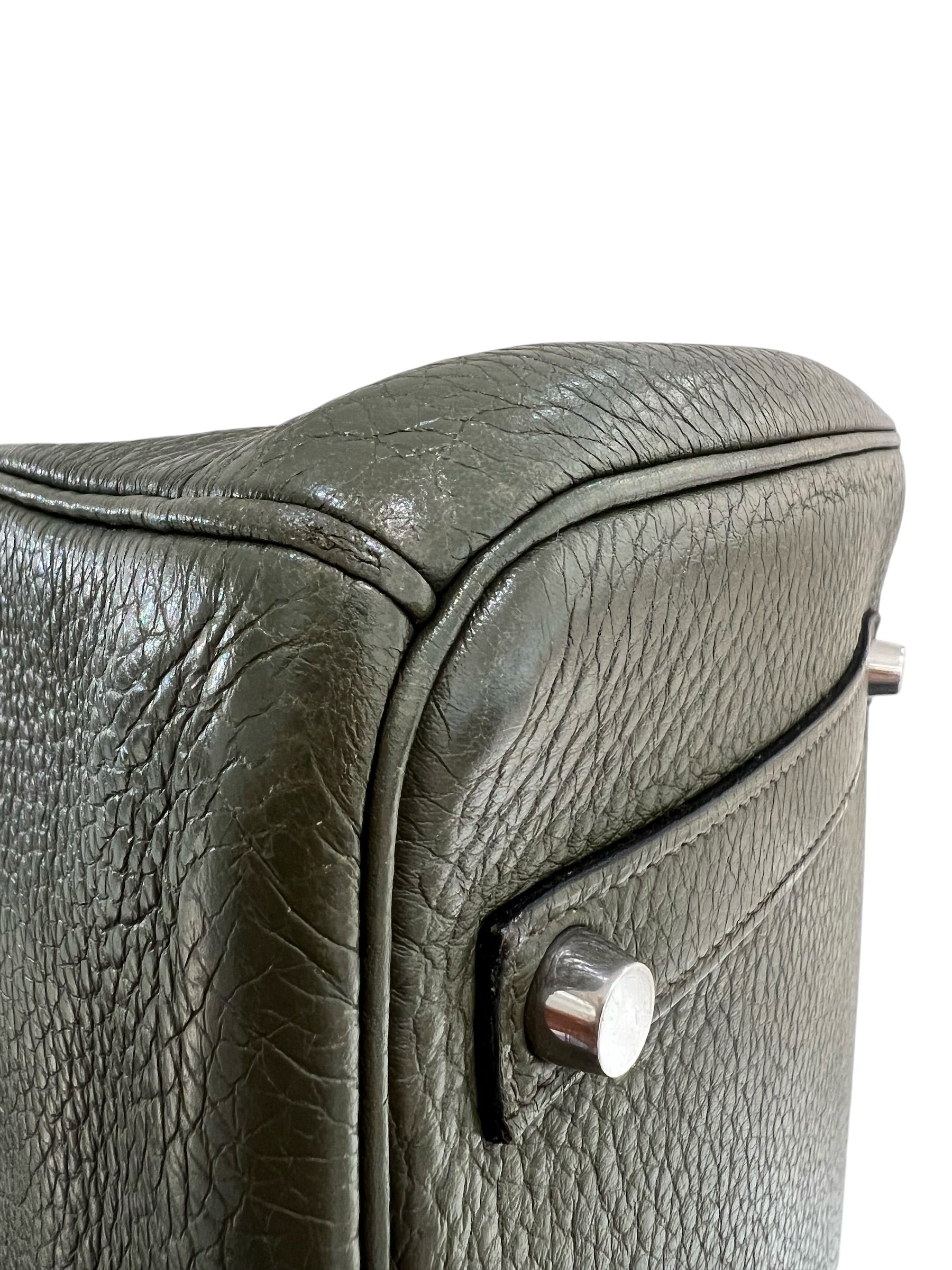 Hermes Birkin 35 Vert Olive Clemence PHW #K (Y2007) SKCH4099