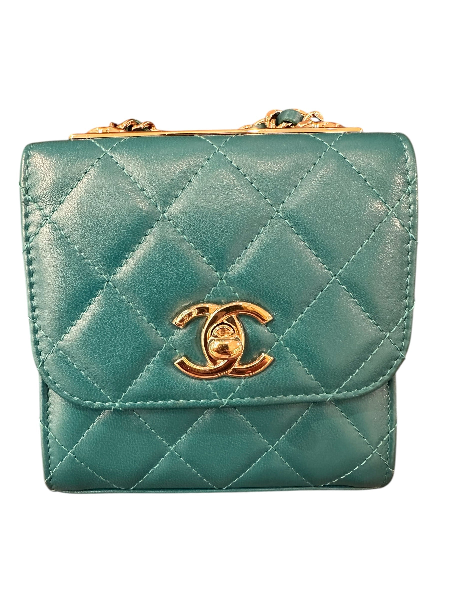 Chanel Square Turquoise Micro Trendy with GHW