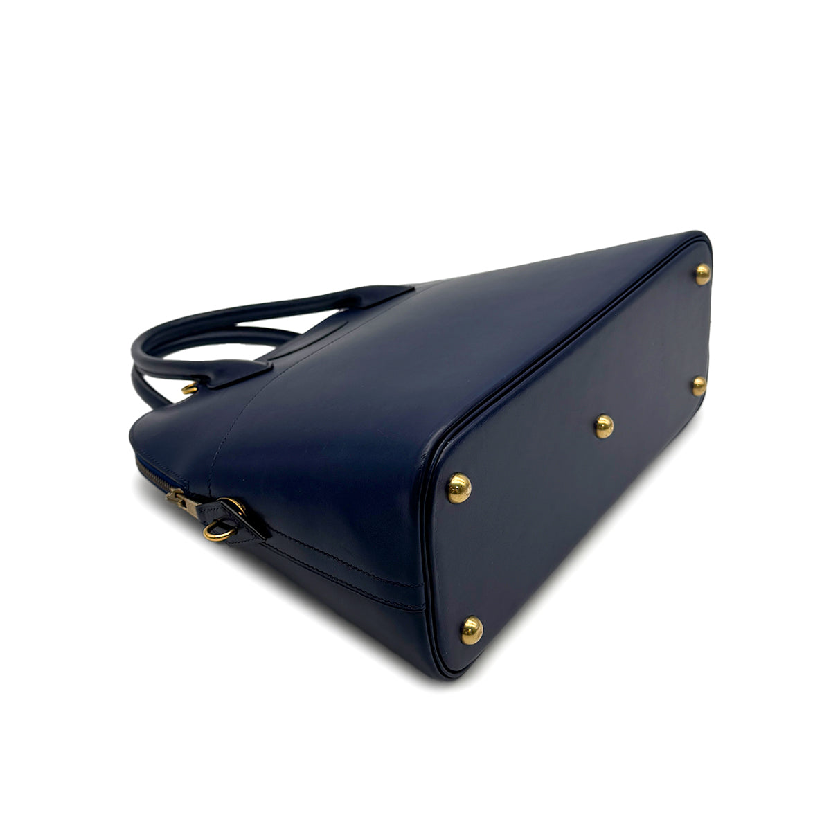 HERMES BOLIDE 31 BLUE ROY BOXCALF HAND SHOULDER BAG 1995 CIRCLE Y GOLD HARDWARE 90313551