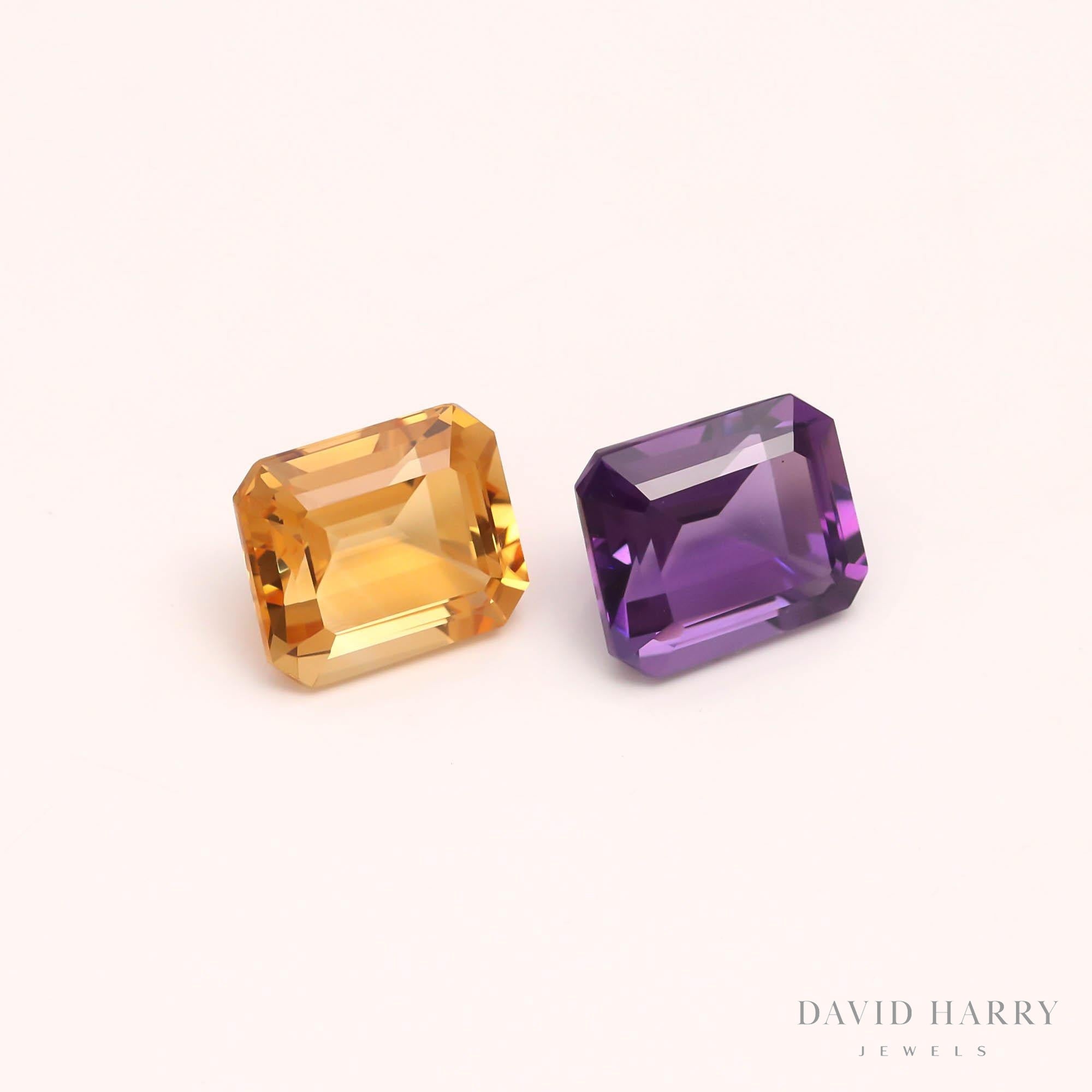 18.86ct Citrine & Amethyst Pair
