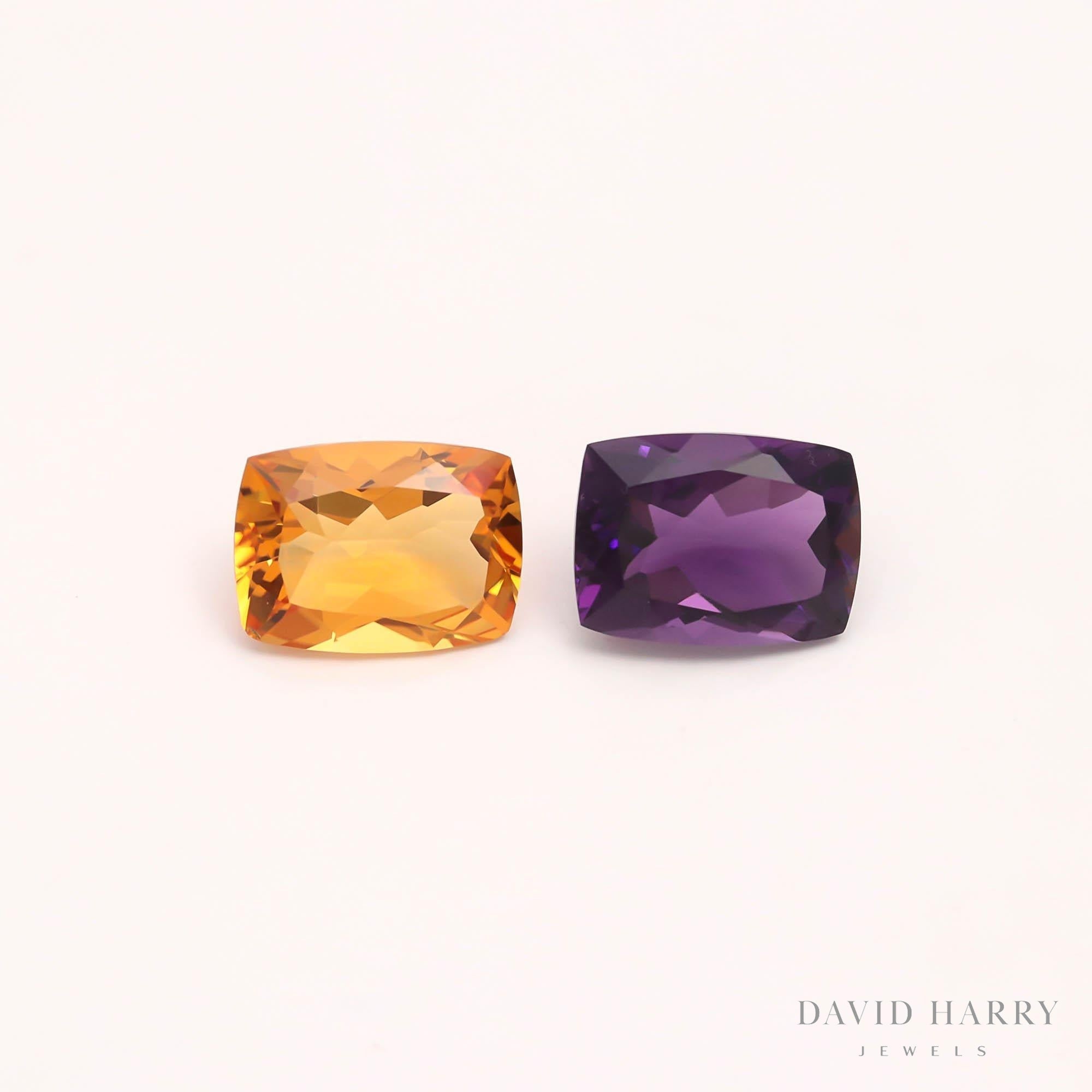 18.86ct Citrine & Amethyst Pair