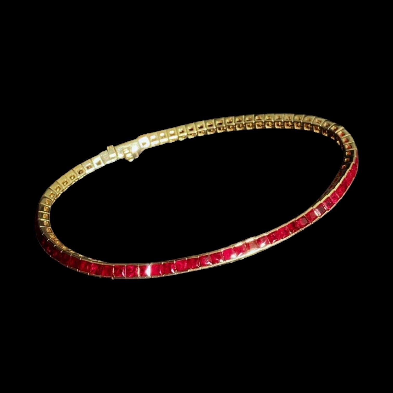 5.23ct "Pigeon Blood" Ruby Bracelet set in 18K Yellow Gold
