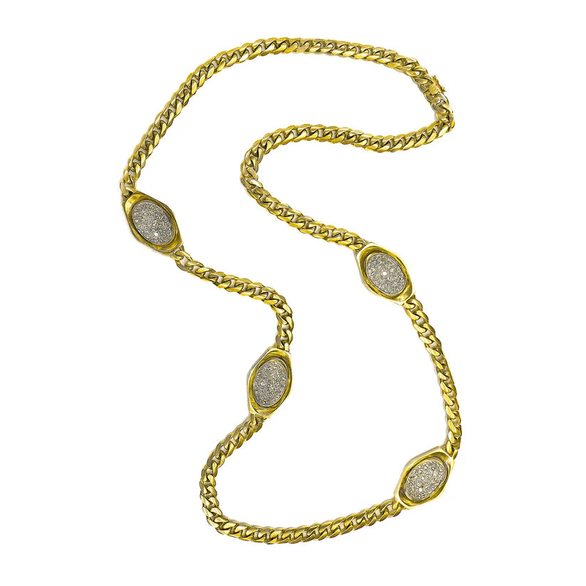 Bulgari Gold Diamond Long Chain Necklace ASC5504