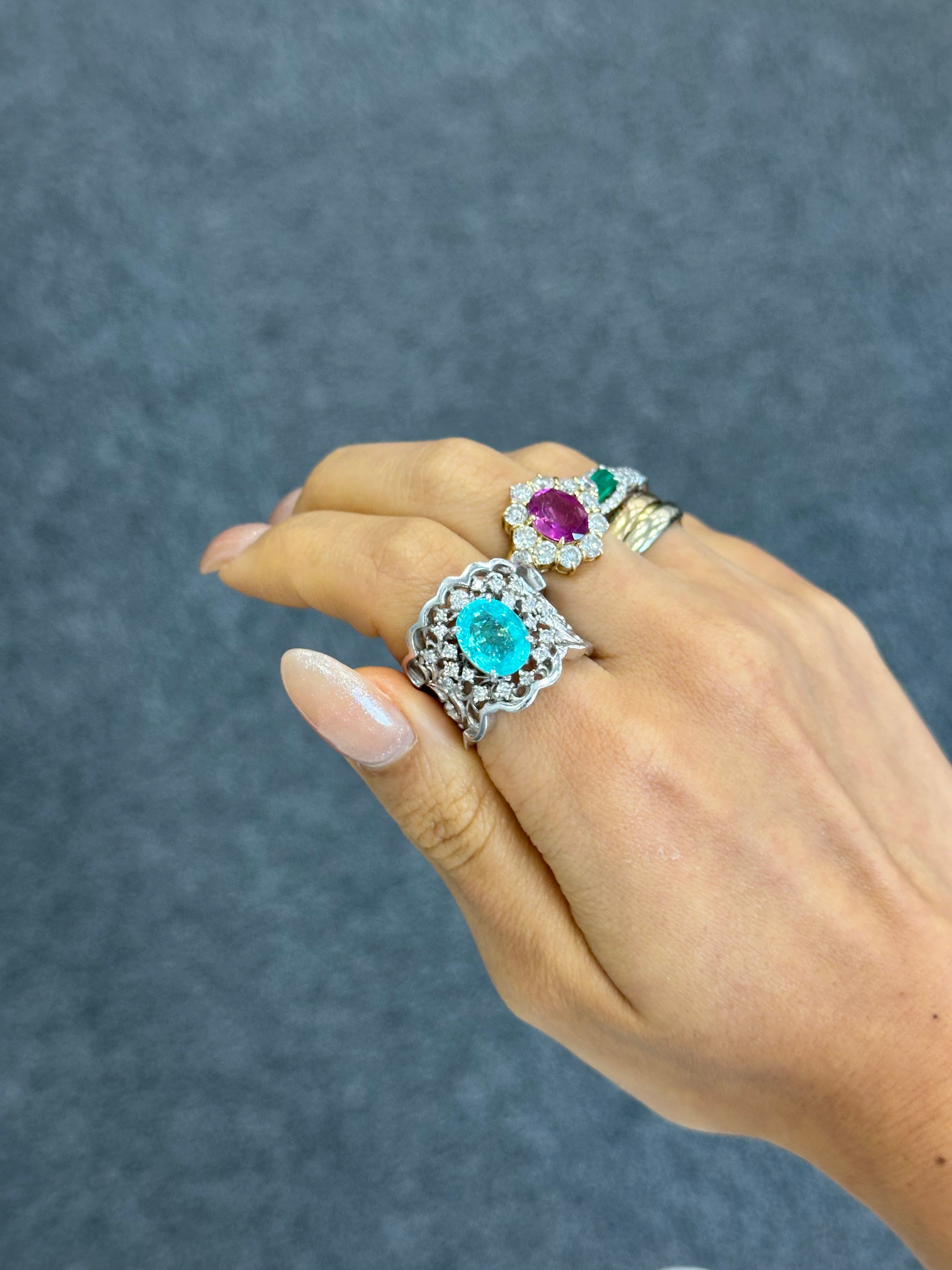 Pt 900 Paraiba ring 2.97 main stone J0806BNQD7