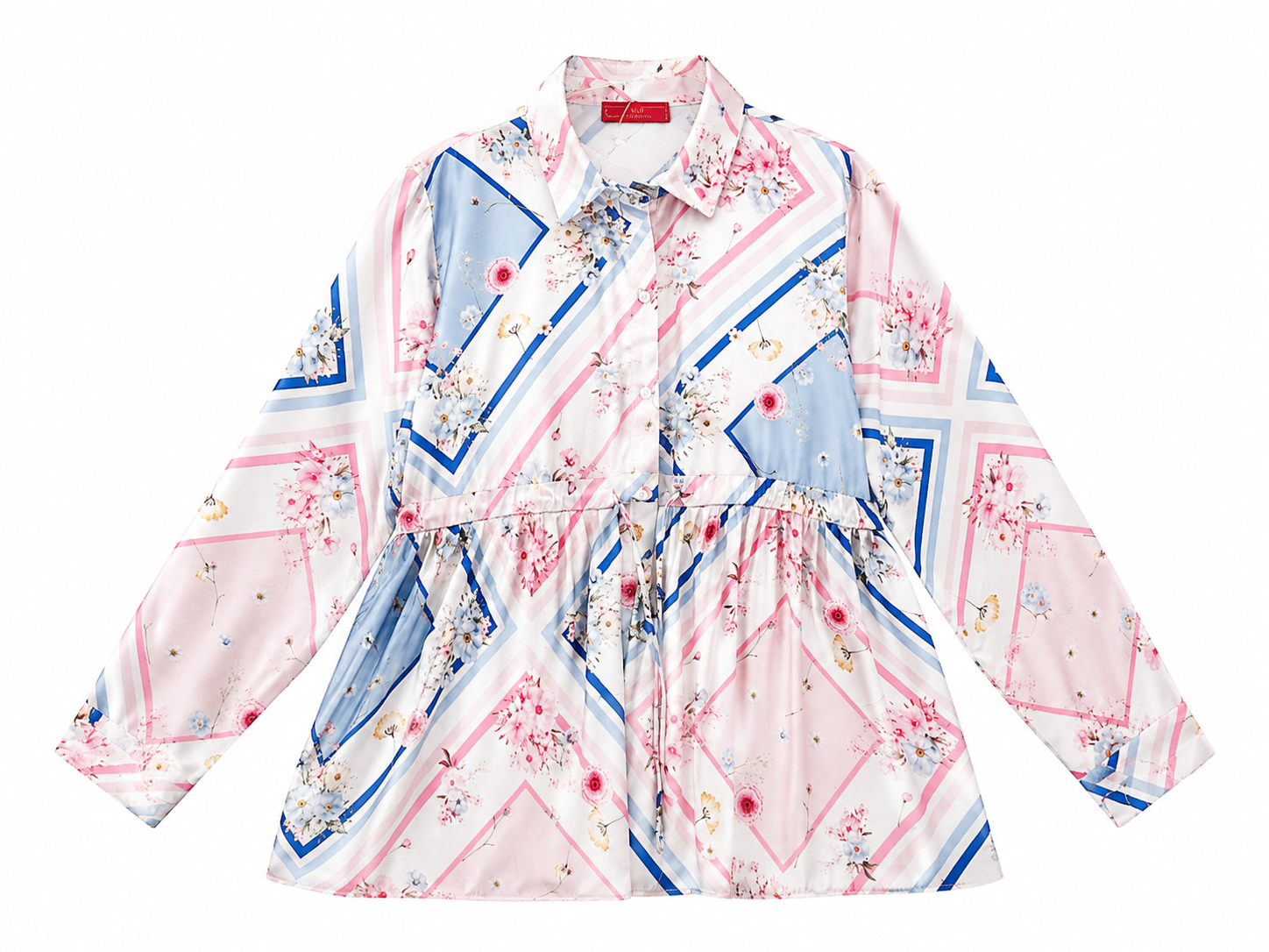 SHIRT HELIA BANDANA FLORAL BLUE PINK MCL12995