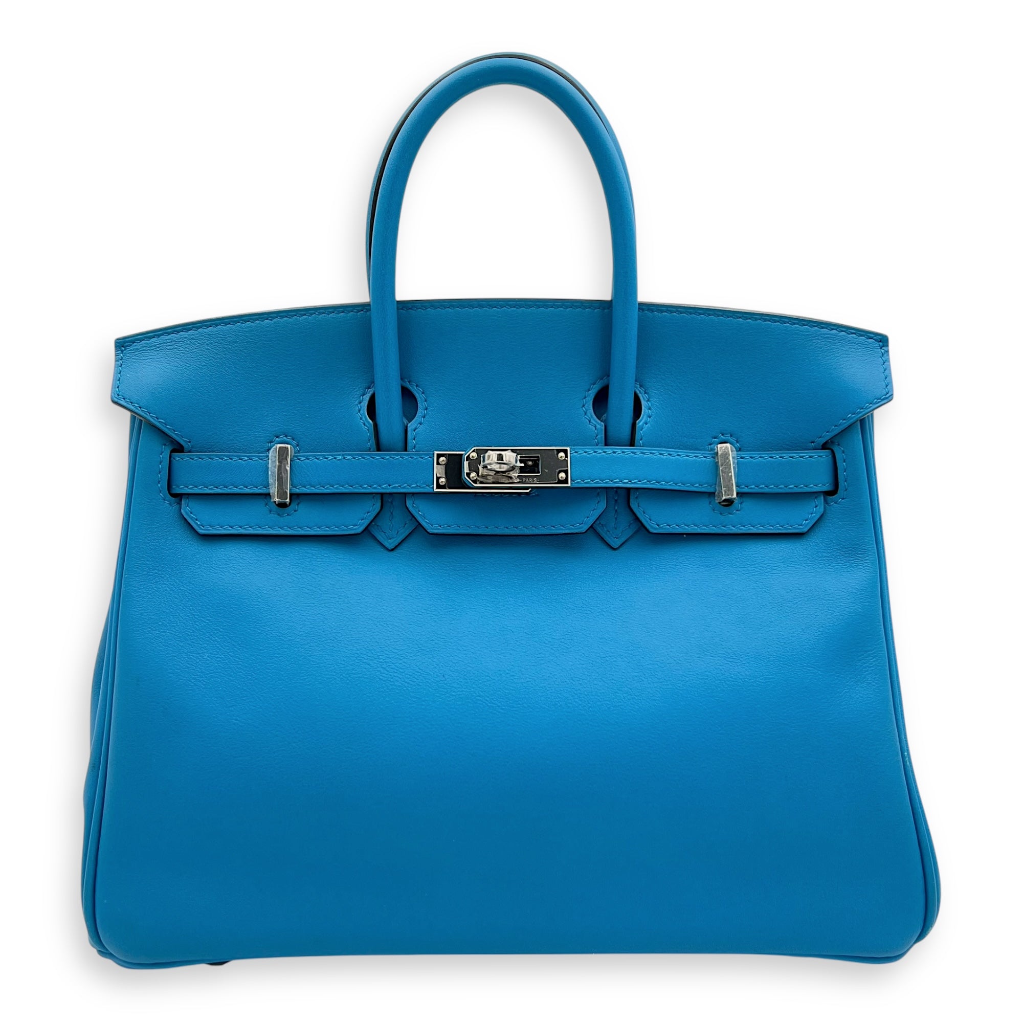Hermès Birkin 25 Blue Zanzibar Top Handle Bag in Swift, Silver hardware C2509-007977AN