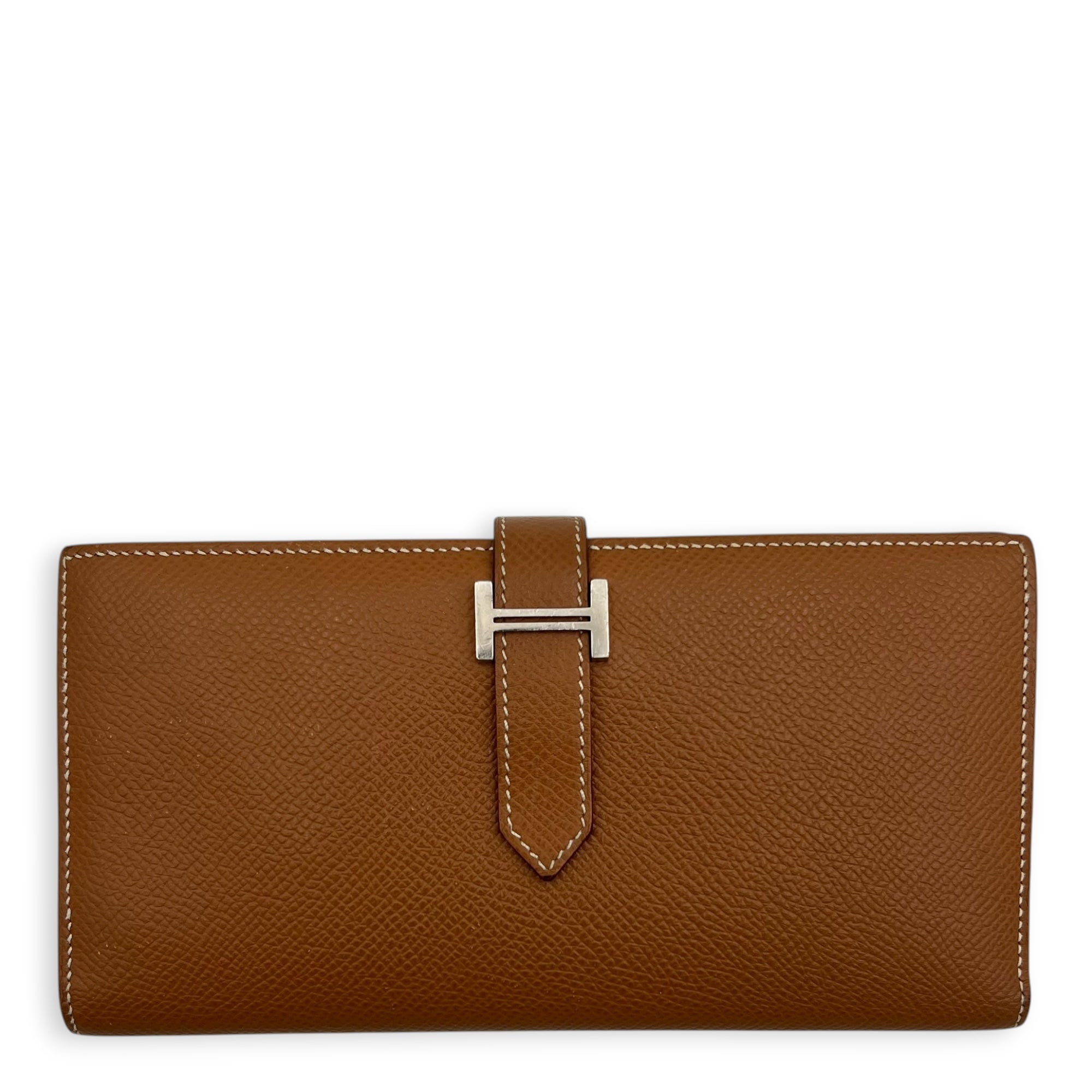 Hermès Bearn Gold Wallet in Epsom, Silver hardware C2510-008268AN