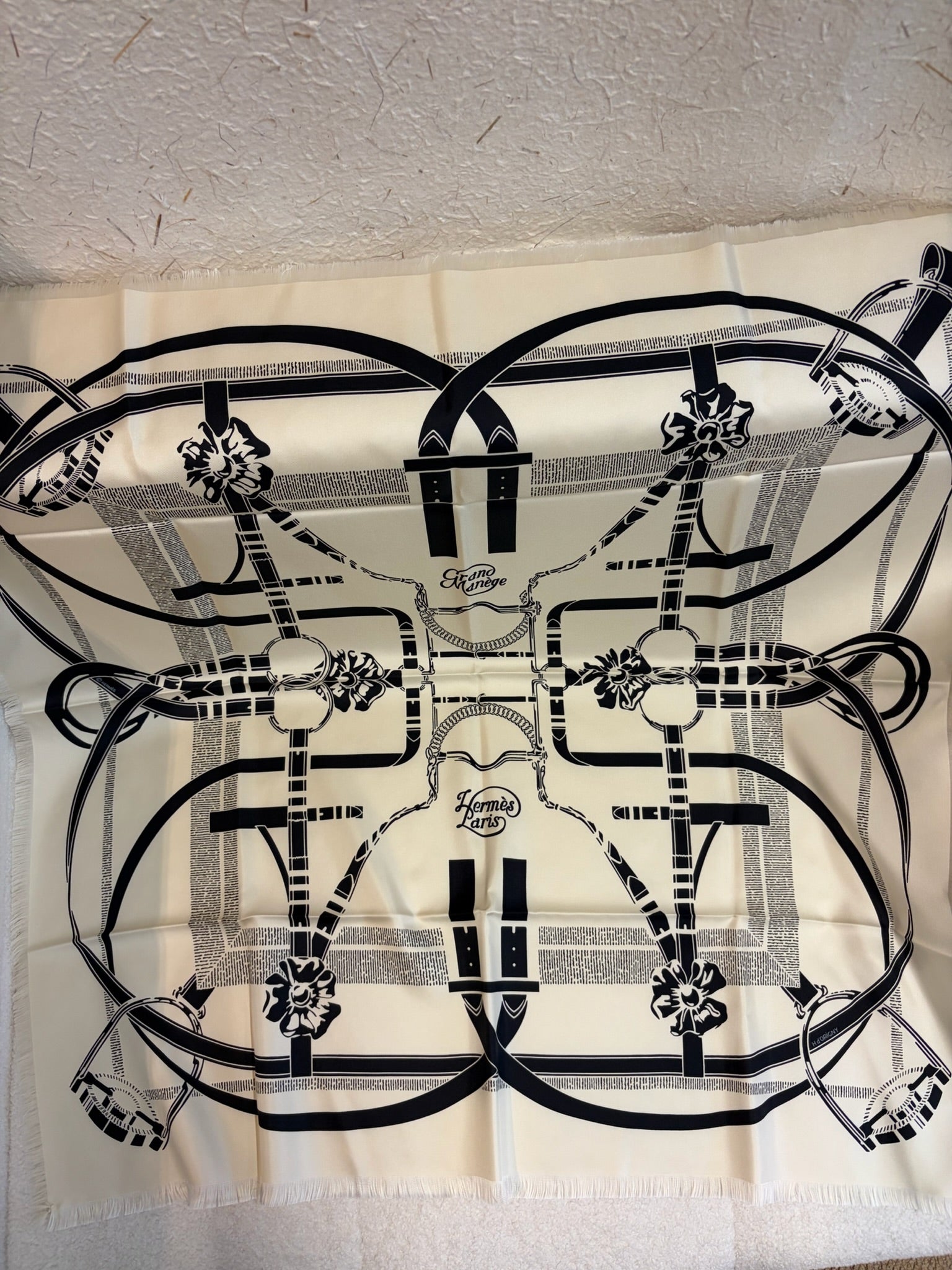 Hermes  Grand Manege Fringed Scarf 80