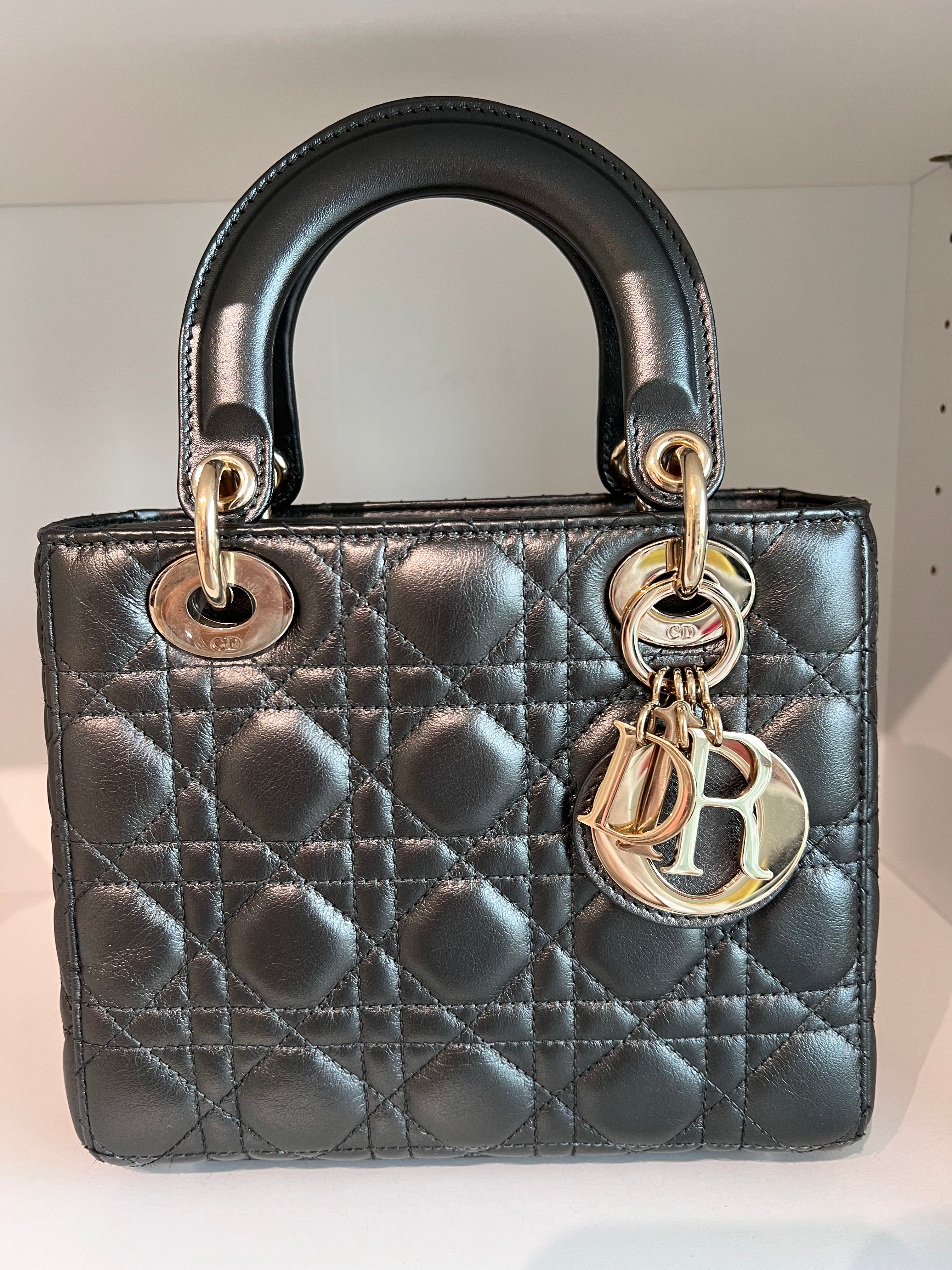 Lady Dior Small Gunmetal Grey Lambskin SHW SYCM275