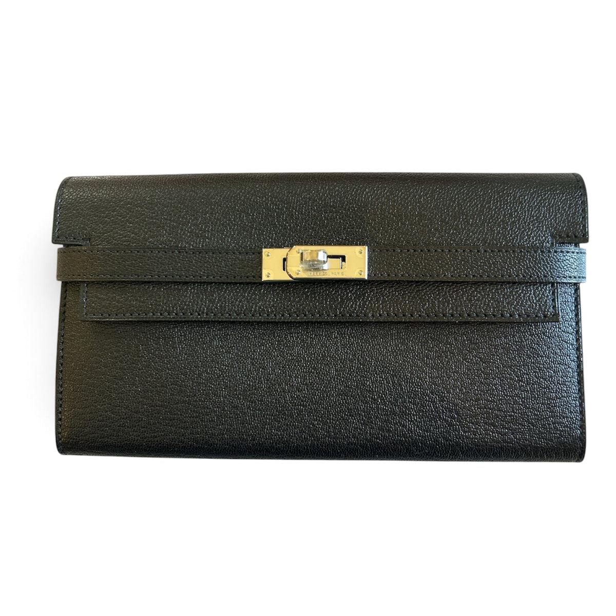 Hermes Kelly Long Wallet Black in Epsom with PHW