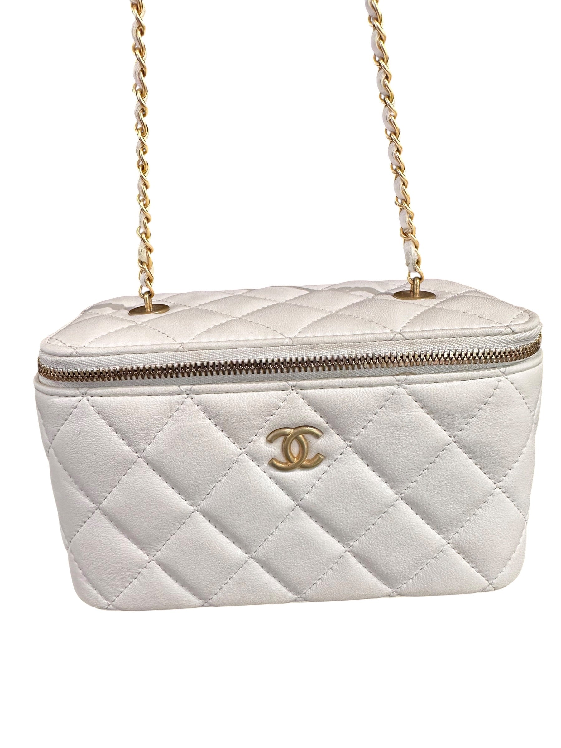 Chanel Long White Vanity Bag