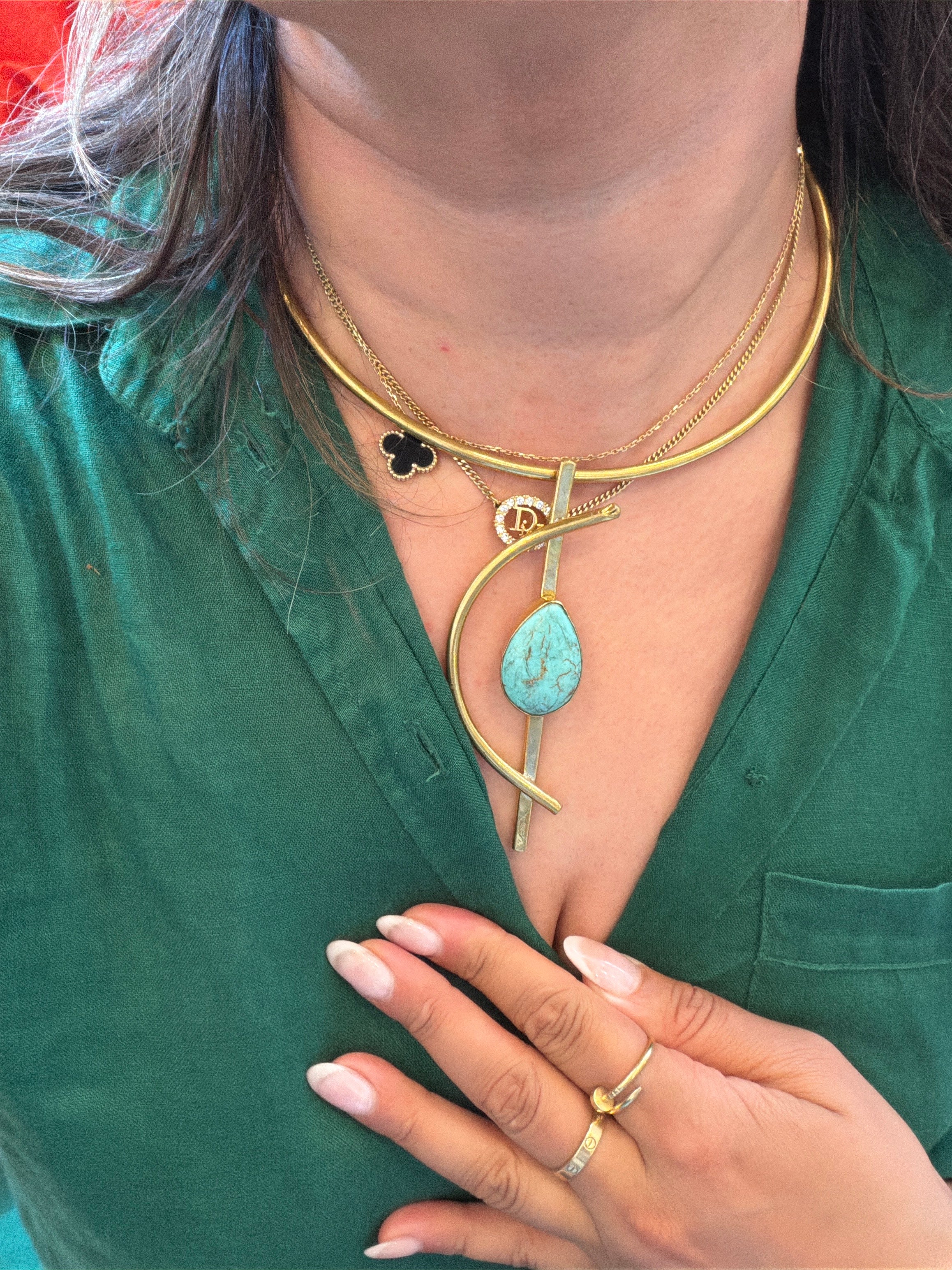 turqouse gold chocker for eman AKC1427