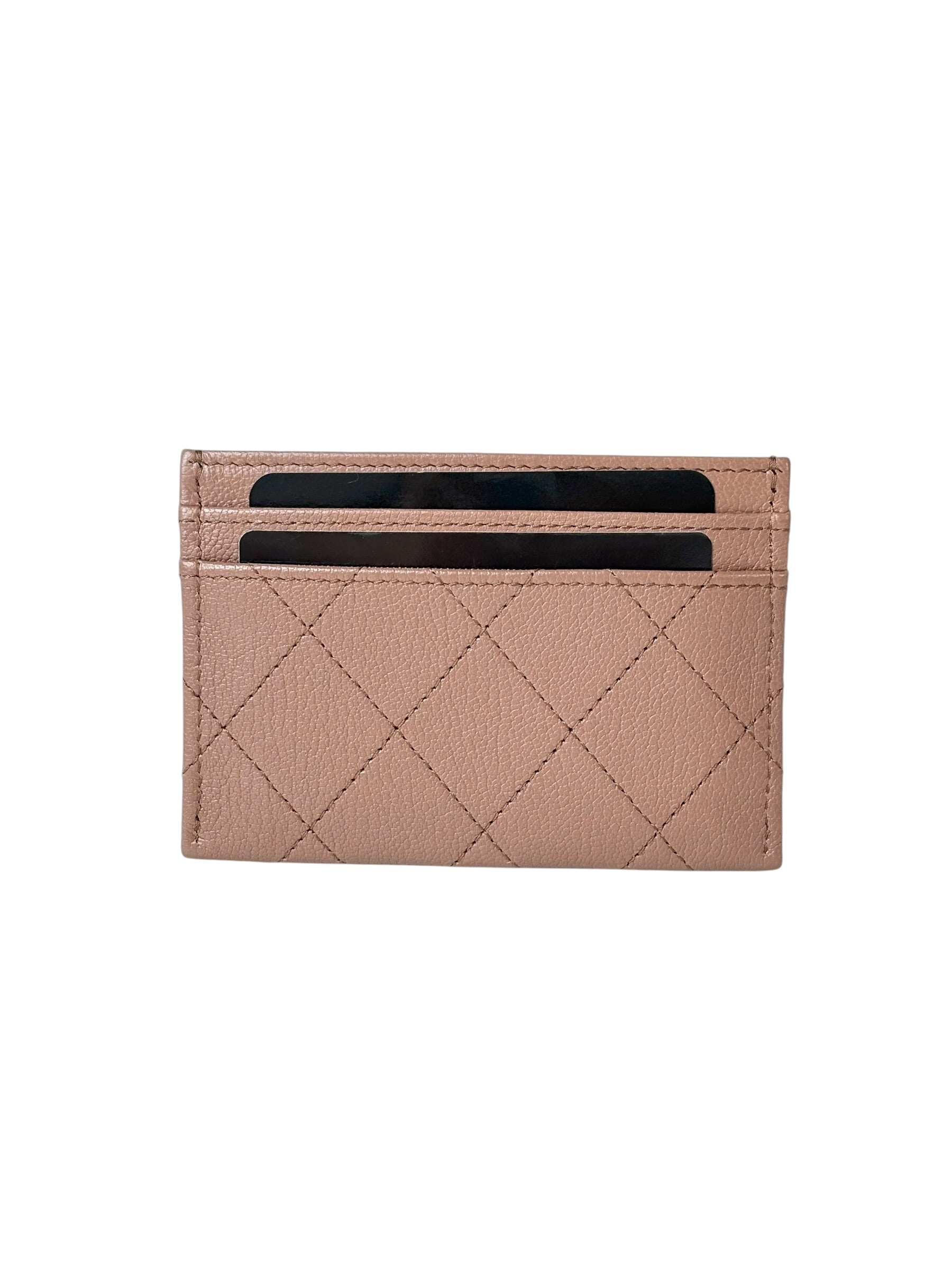 Chanel Beige Caviar Card Holder - in Box