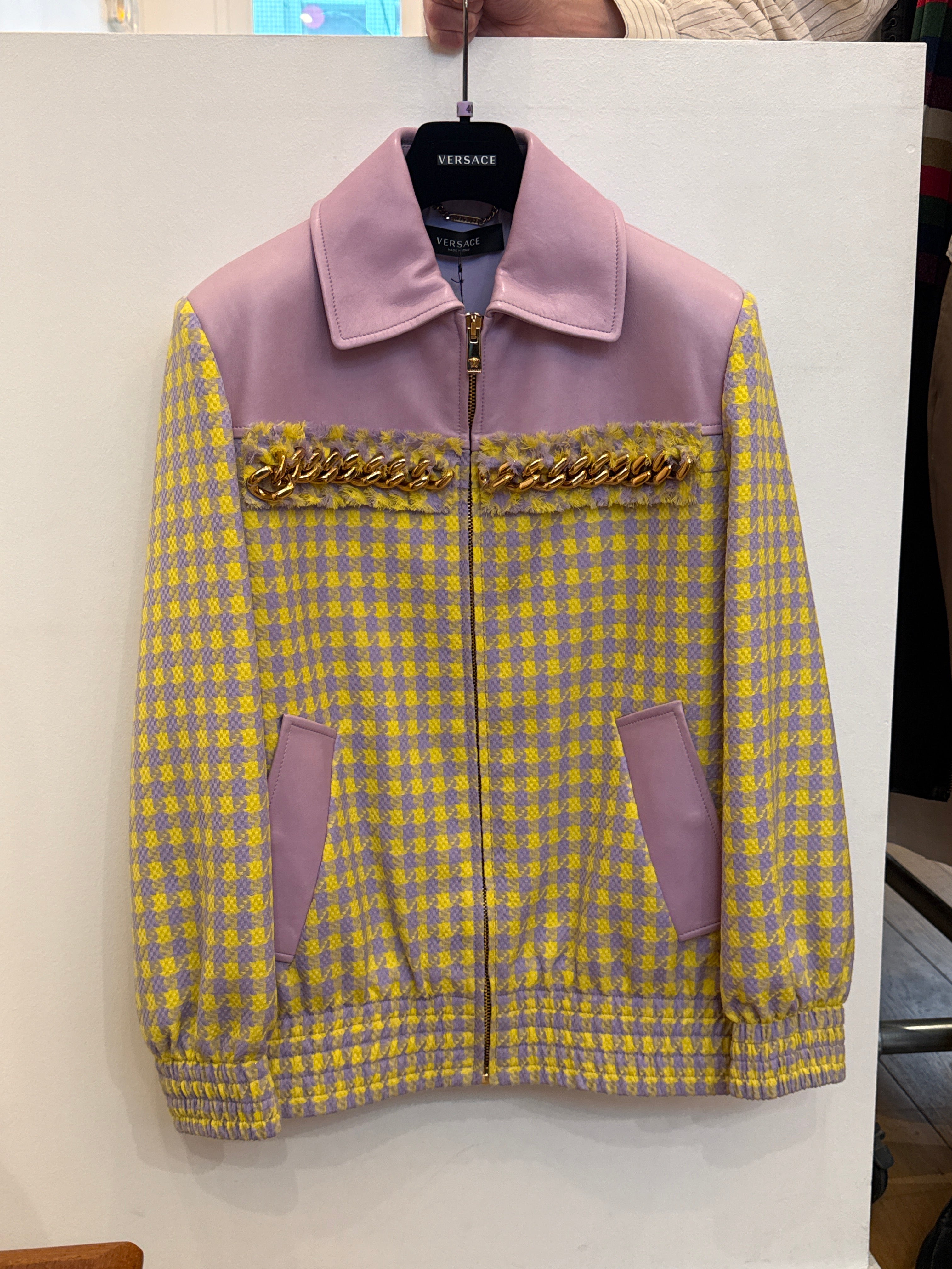 Versace Houndstooth and leather jacket AGC3653
