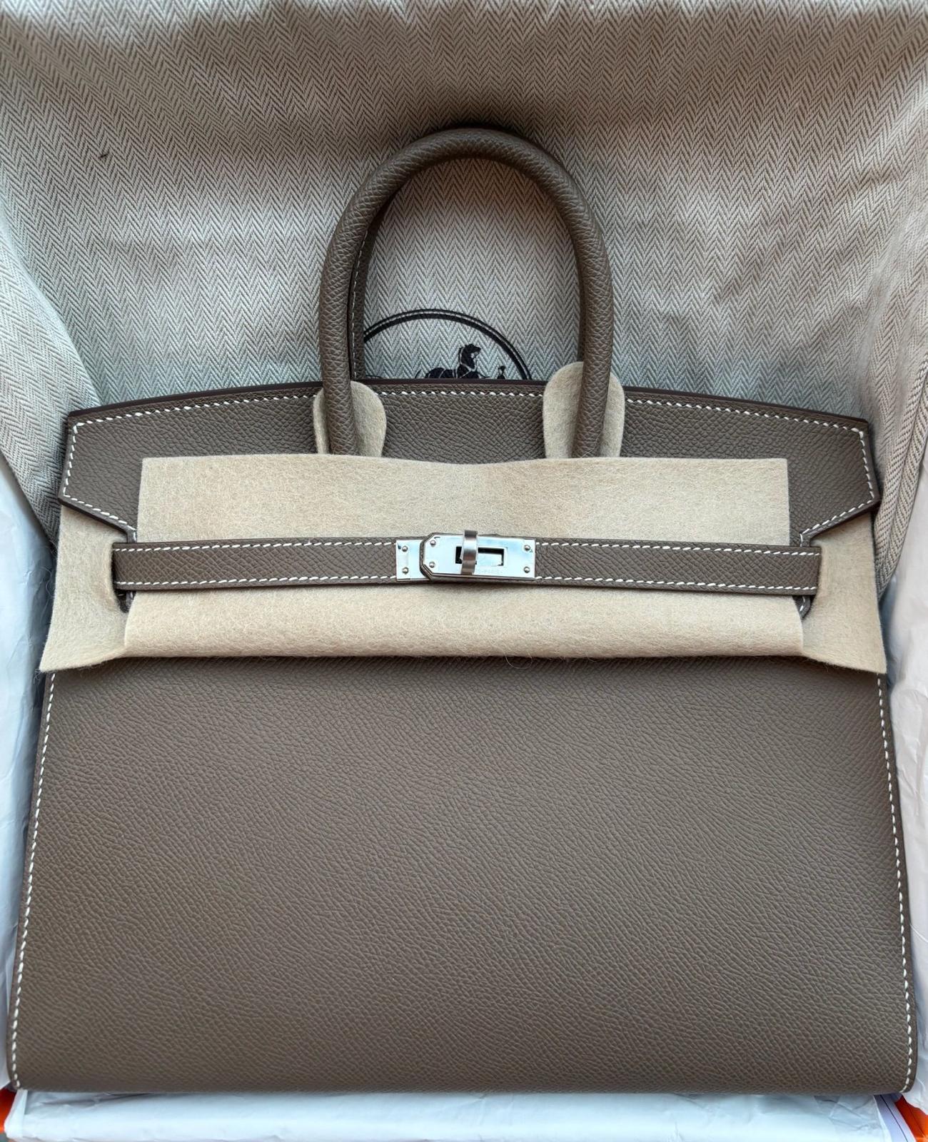 Hermes Birkin 25 Etoupe PHW W Stamp ALTC0541