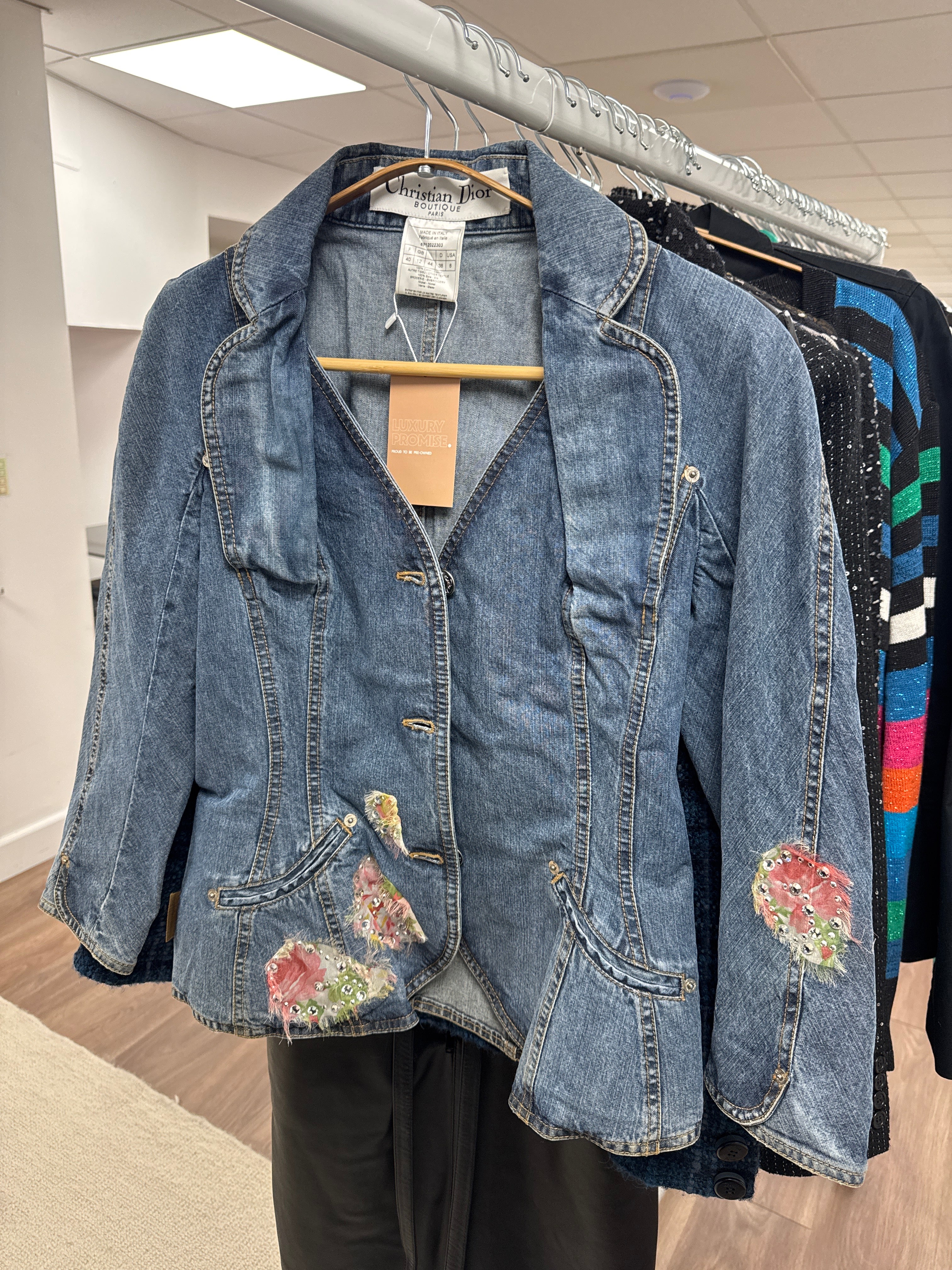 Jean Bar Jacket With Flowers ALEP244