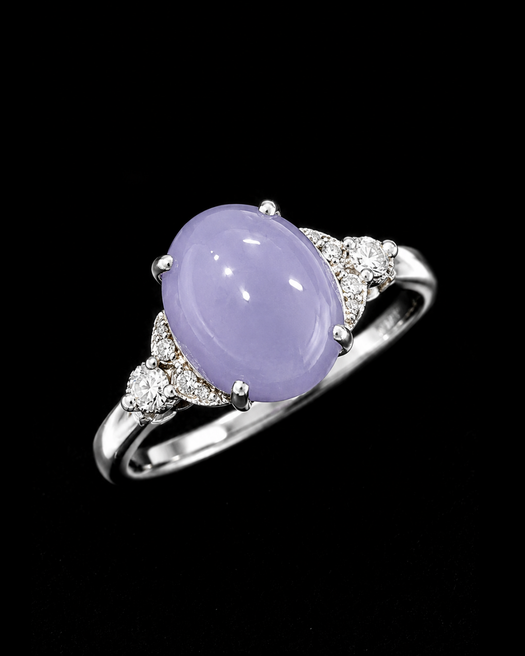 Lavender Jade Diamond Ring in Pt900 / J4.19ct / D0.23ct 9901 JJC0735