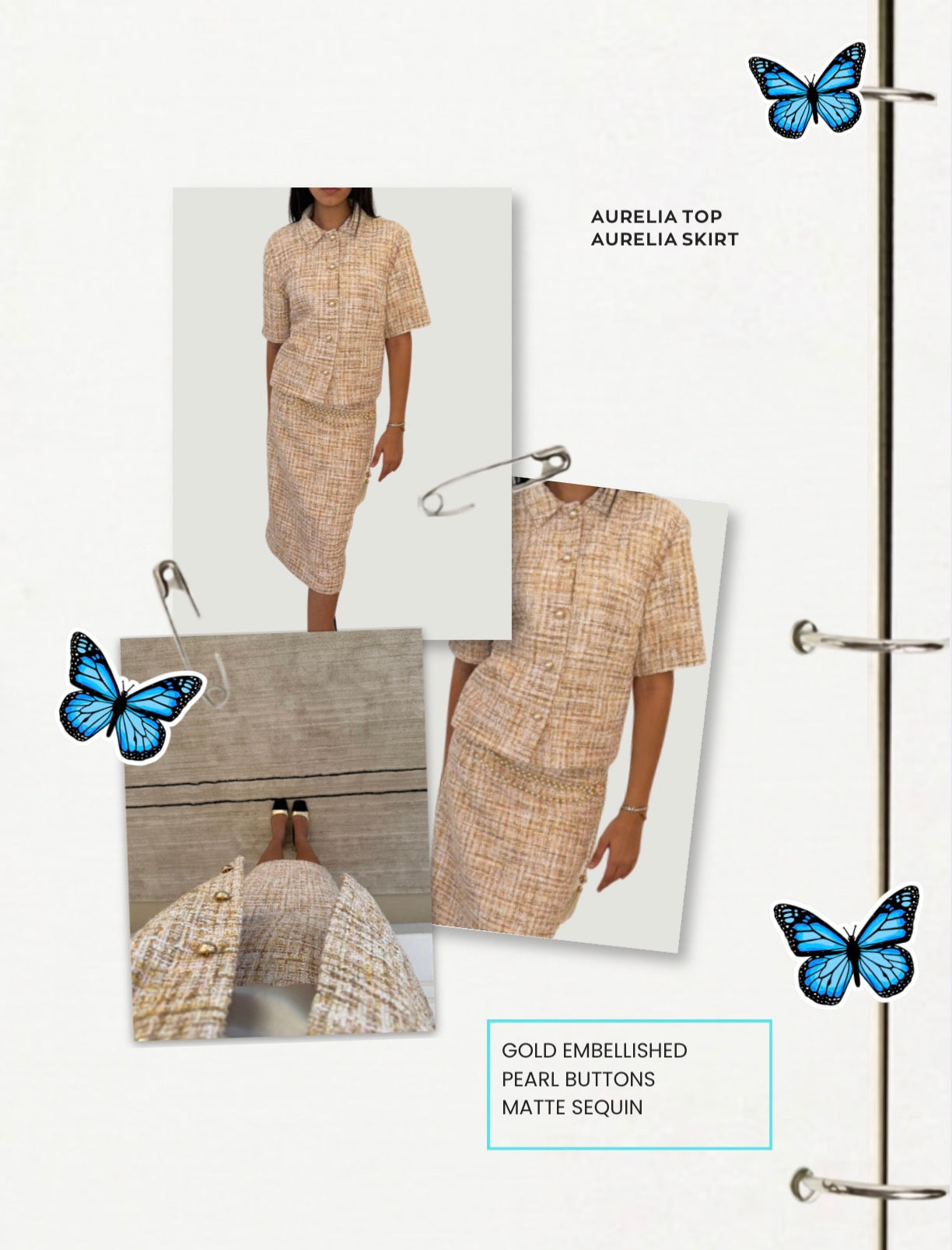 Celeste Gold Tweed  Skirt TP0913