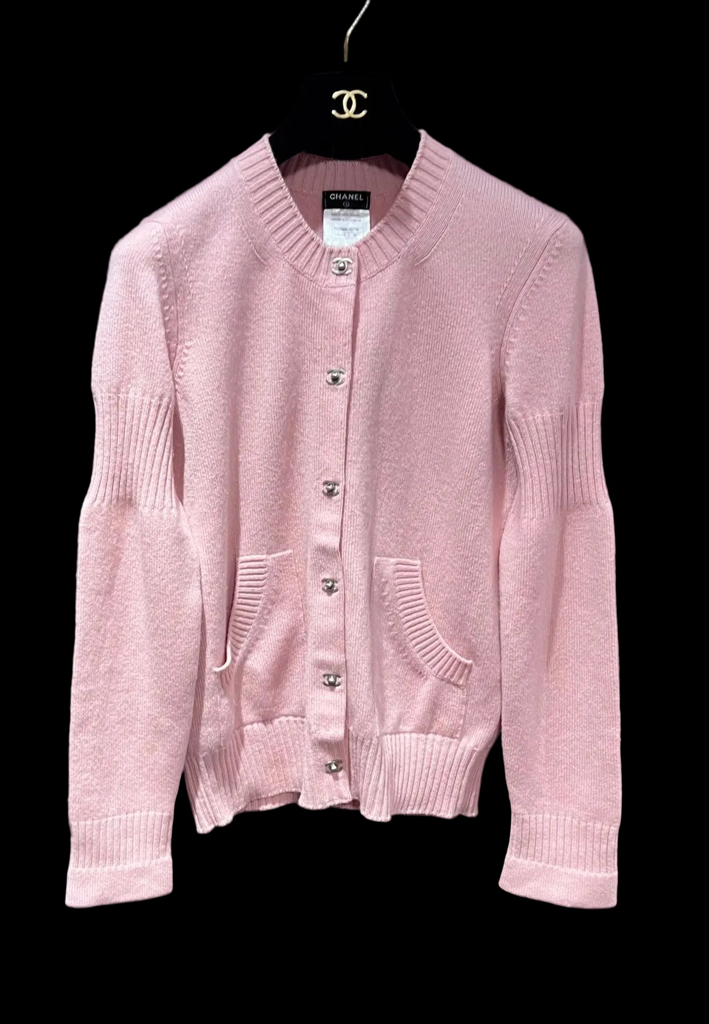 CHANEL PINK TURNLOCK CARDIGAN 38 FT102095