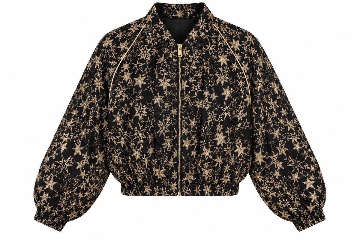 BOMBER SILK AND GOLD EMBROIDED TULLE  MCL13513