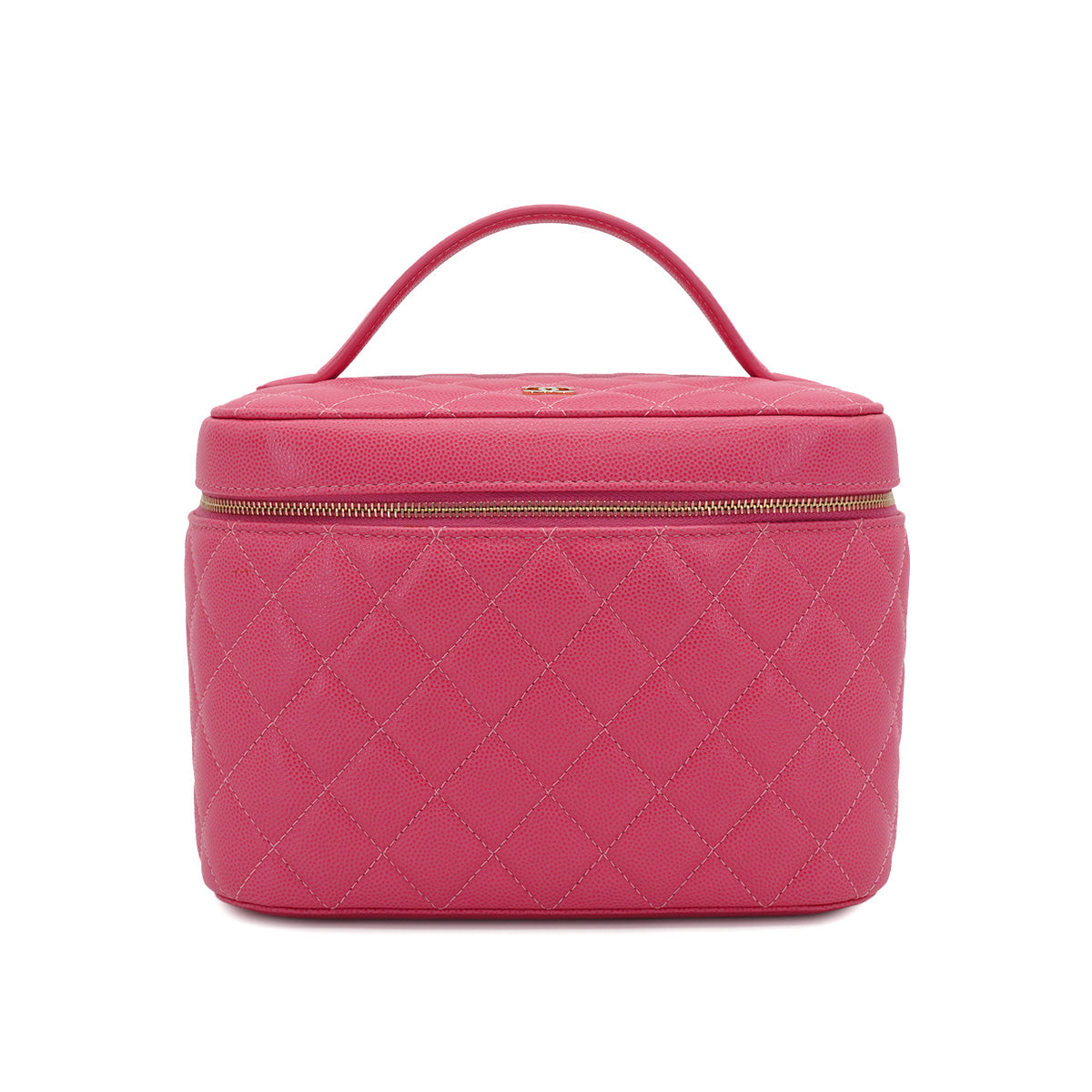 CHANEL MATELASSE VANITY HAND BAG PINK CAVIAR SKIN GOLD HARDWARE 90332586