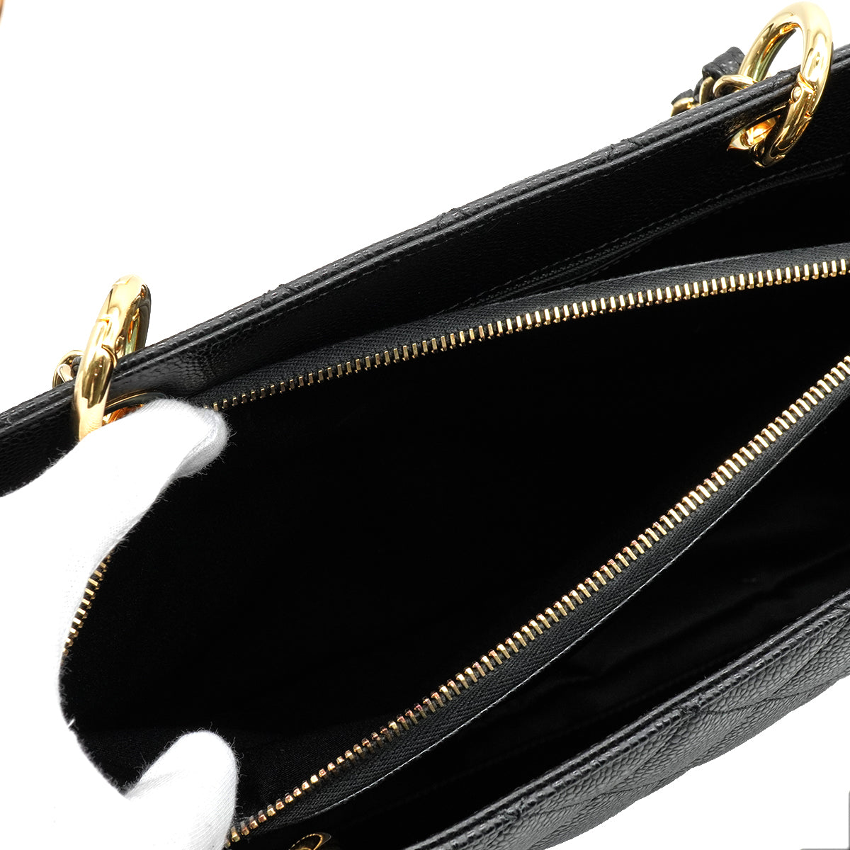 CHANEL CAMBON MATELASSE HAND BAG BLACK CAVIAR SKIN GOLD HARDWARE 90346675