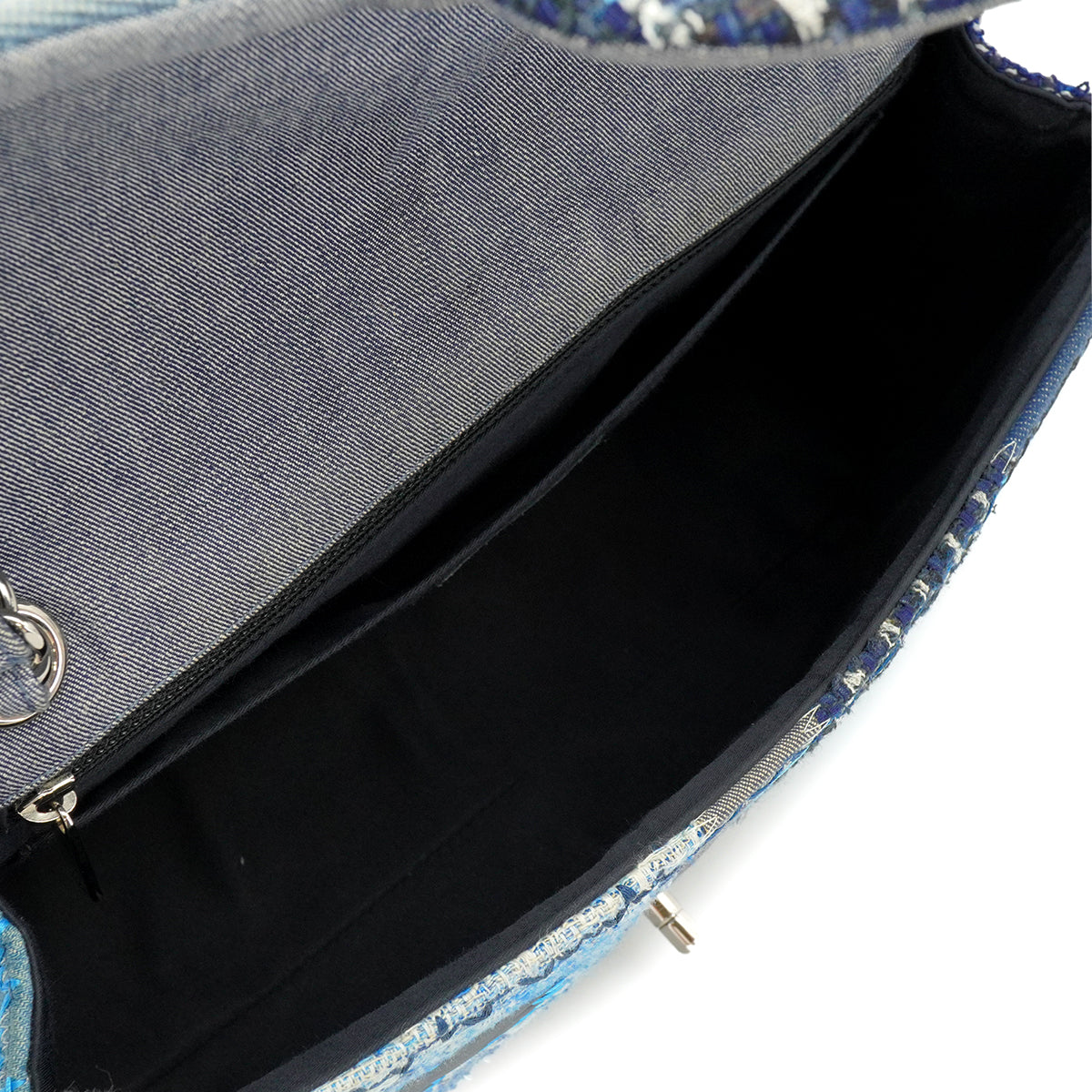 CHANEL CHAIN SHOULDER BAG PATCHWORK MULTICOLOR LEATHER DENIM TWEED SILVER HARDWARE 90347684
