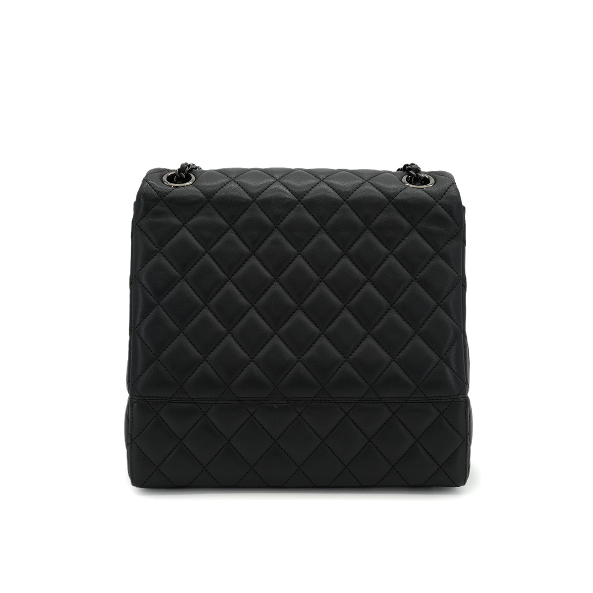 CHANEL COCKPIT FLAP CHAIN SHOULDER BAG BLACK LAMB SKIN BLACK HARDWARE 90341898