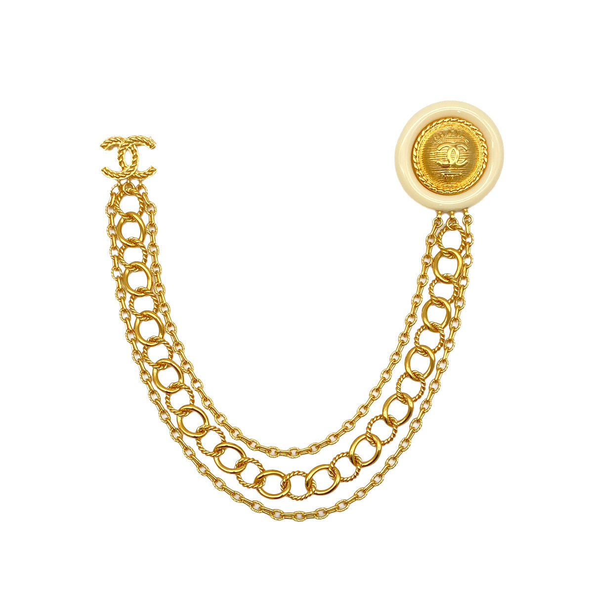CHANEL COCOMARK CHAIN BROOCH WHITE GOLD ACCESSORY B18A 90325624