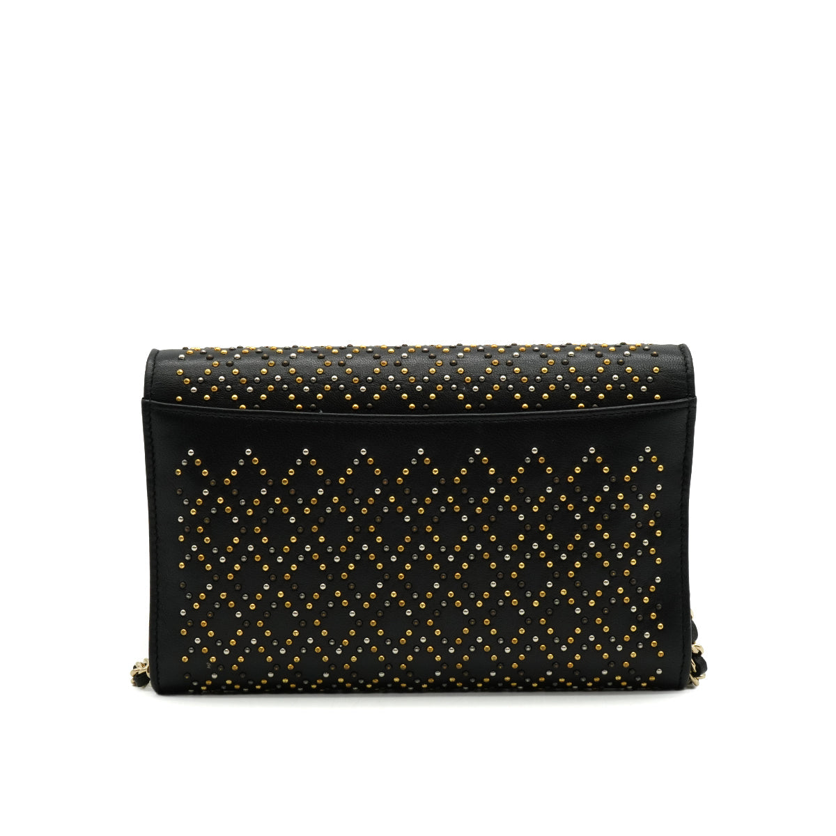 CHANEL COCOMARK LONG WALLET STUDS BLACK LAMB SKIN GOLD HARDWARE 90340477