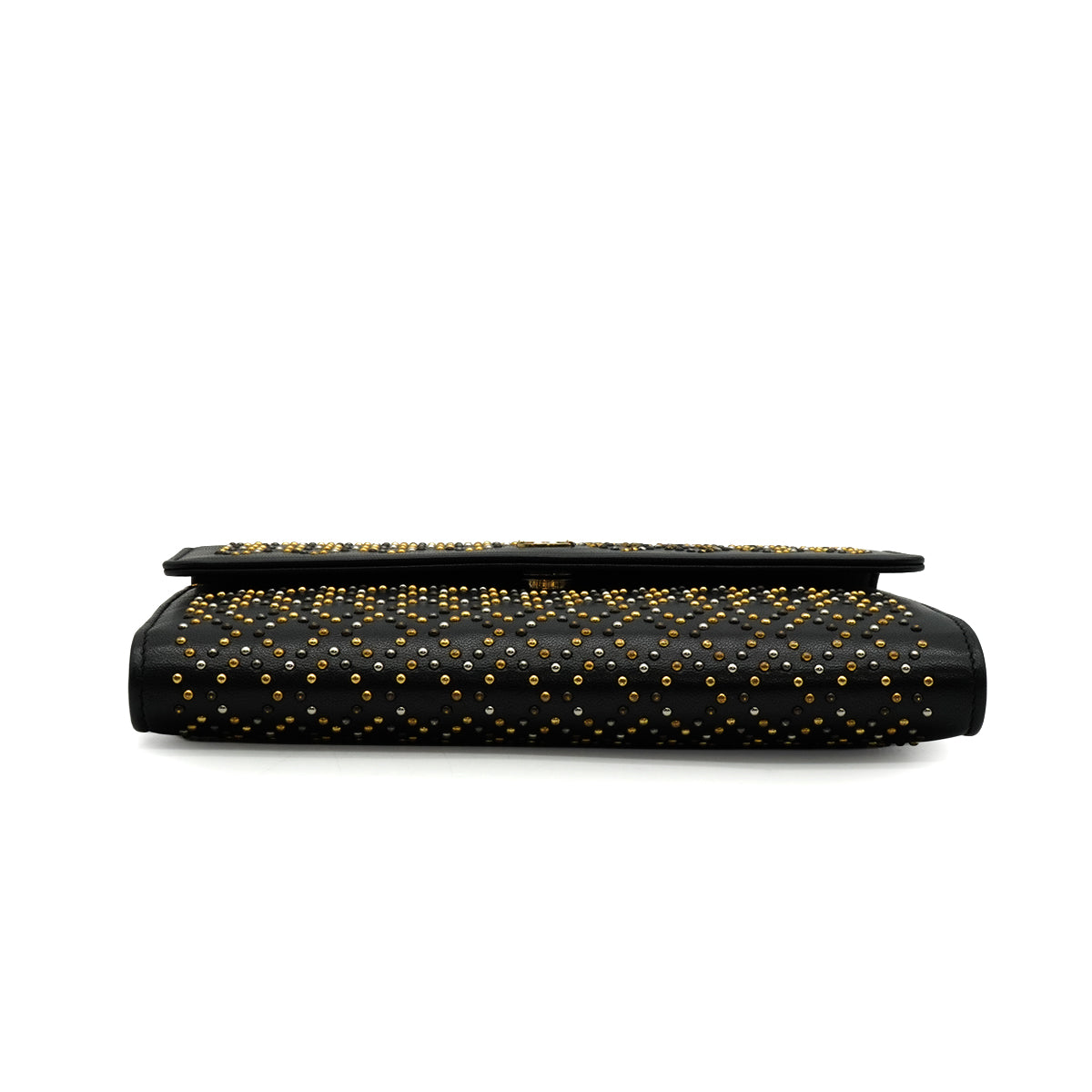 CHANEL COCOMARK LONG WALLET STUDS BLACK LAMB SKIN GOLD HARDWARE 90340477