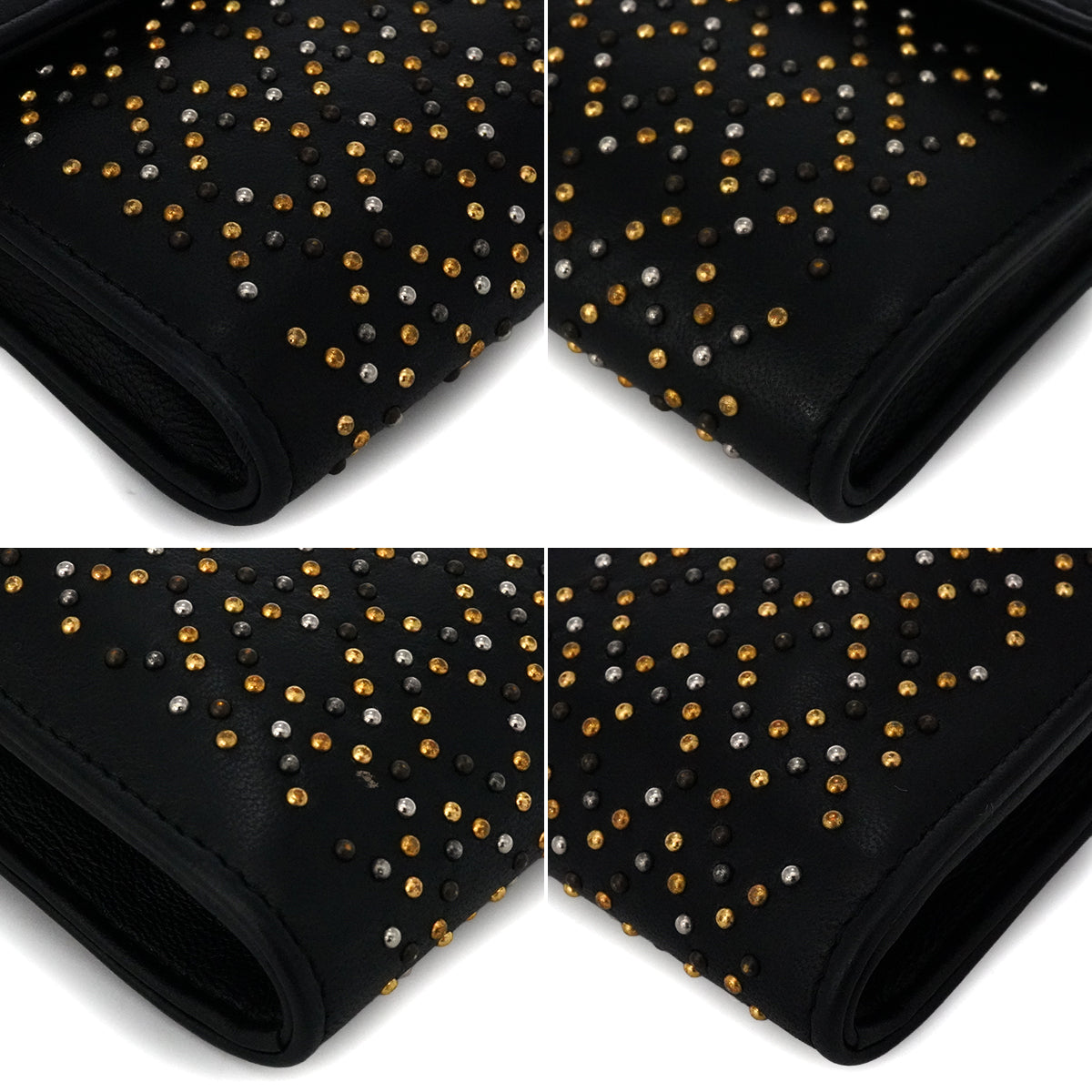 CHANEL COCOMARK LONG WALLET STUDS BLACK LAMB SKIN GOLD HARDWARE 90340477